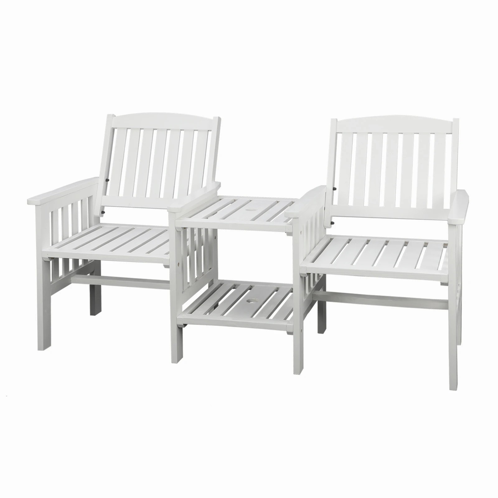 1 Livsip Garden Bench Wooden Outdoor Table & Chair Set - White, 1 of 10