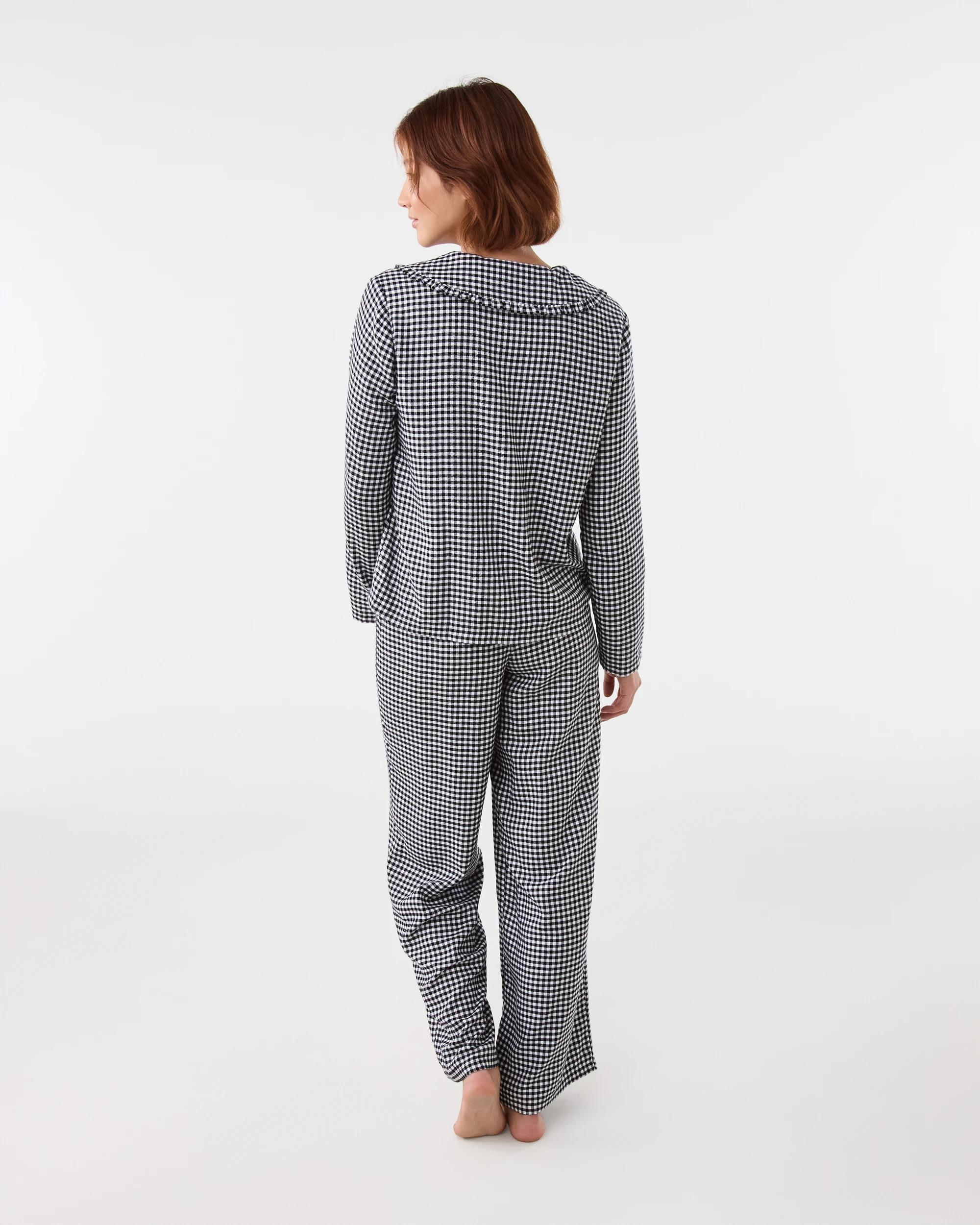 3 Collar Flannel Pyjama Set Black Chk, 3 of 7