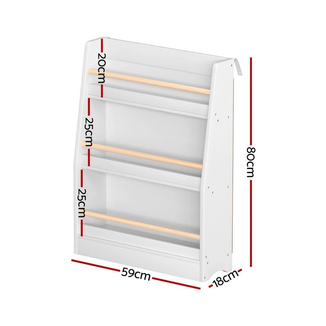 4 Keezi Kids Bookshelf 3 Tiers Storage Children Bookcase Organiser Display Shelf - White, 4 of 8