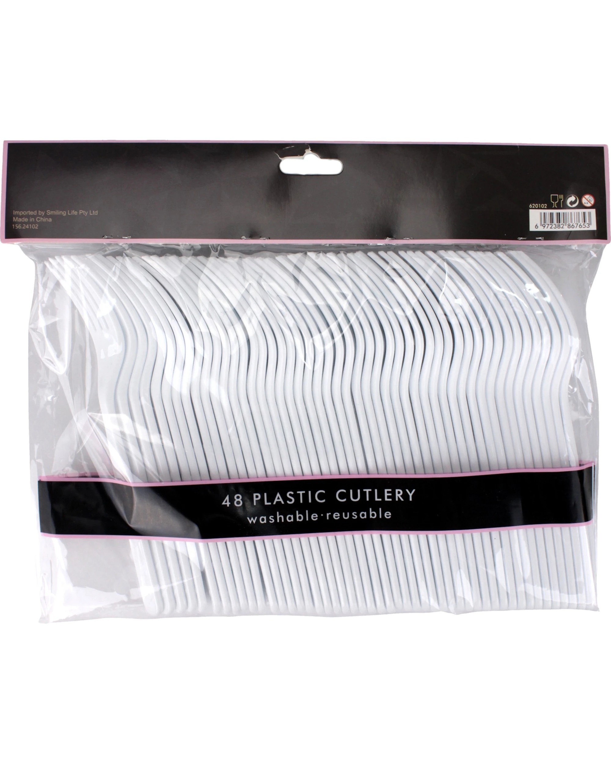 3 Partyrama White Reusable Premium Plastic Forks Pack of 48 - White, 3 of 3