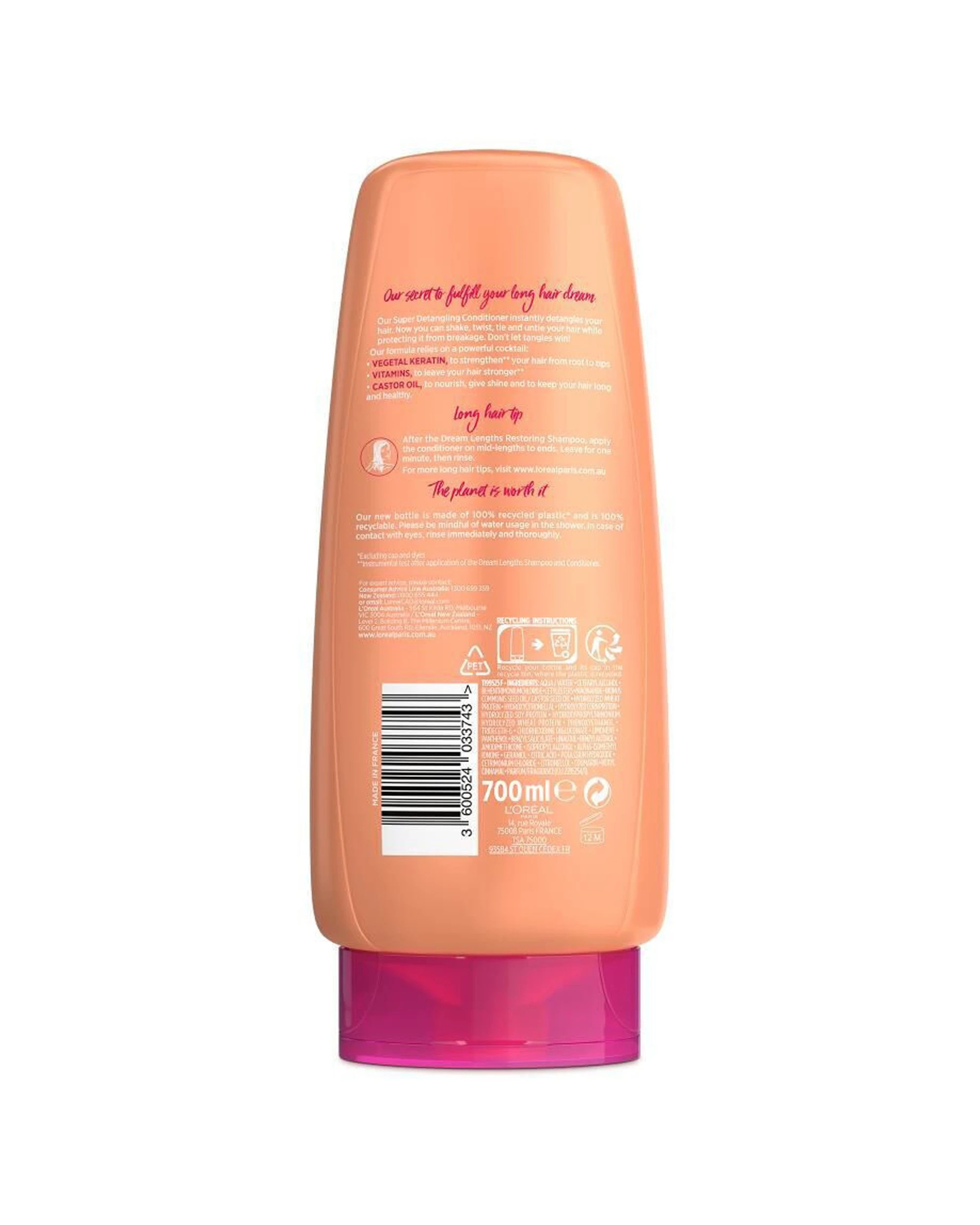 3 Loreal Elvive Dream Lengths Super Detangling Conditioner 700ml 3PK Long Damaged Hair - Orange, 3 of 3