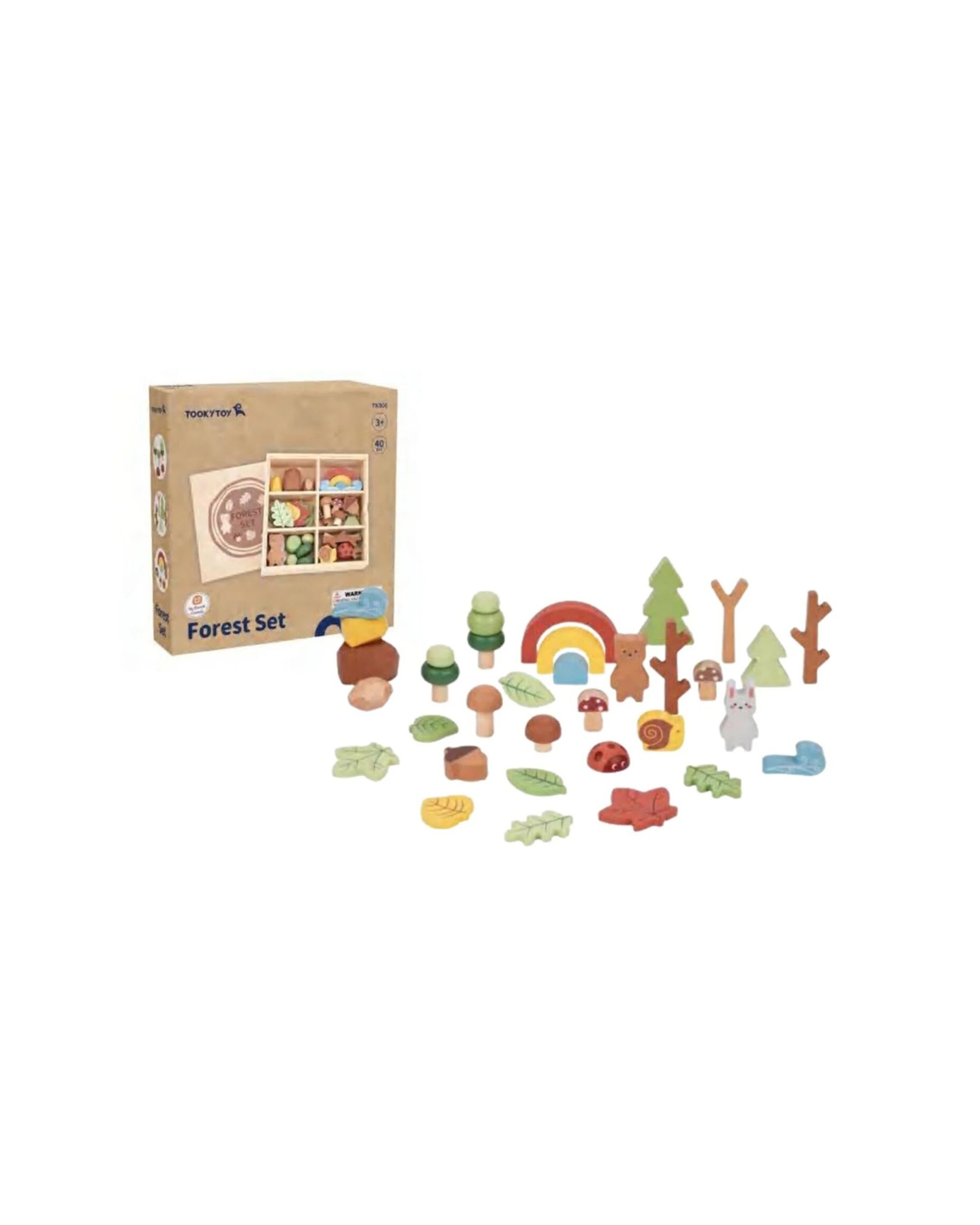 3 Tooky Toy 40pc My Forest Friends Wooden Forest Set Kids Children Fun Play - Multi, 3 of 7