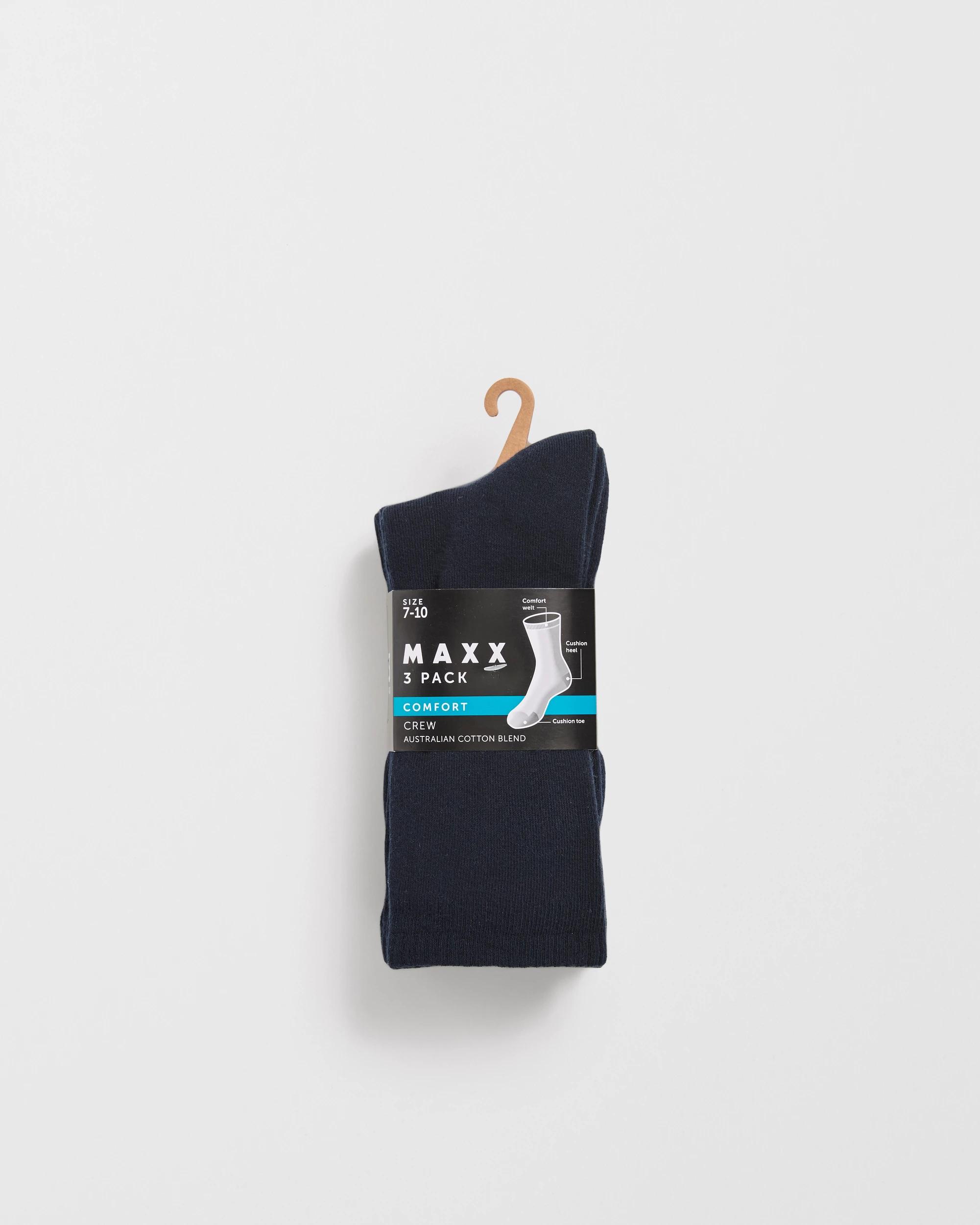 3 Maxx Australian Cotton Blend 3 Pack Business Comfort Crew Socks NAVY, 3 of 3