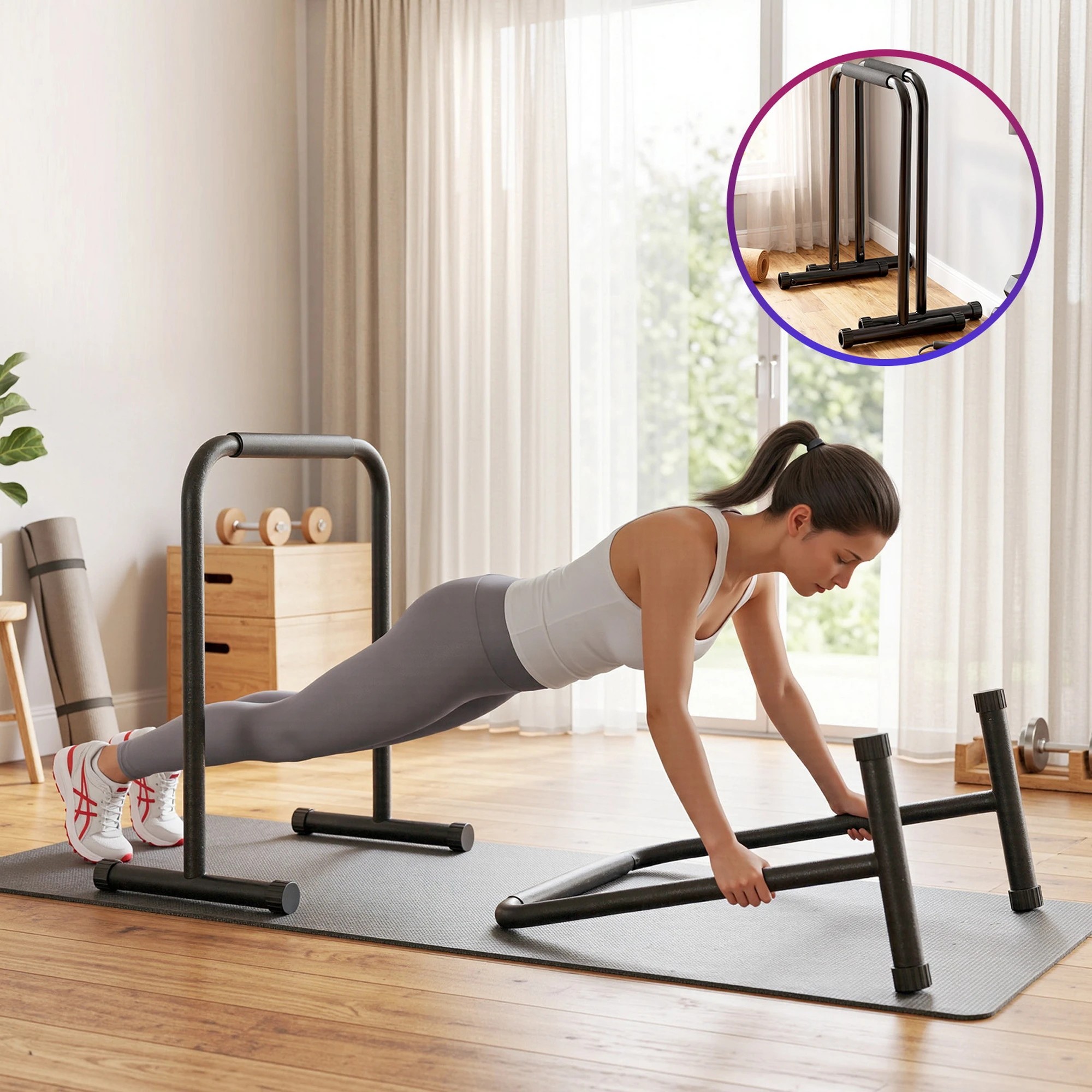 9 Everfit Dip Station Parallette Bars Home Gym Workout Stand Black - Black, 9 of 9