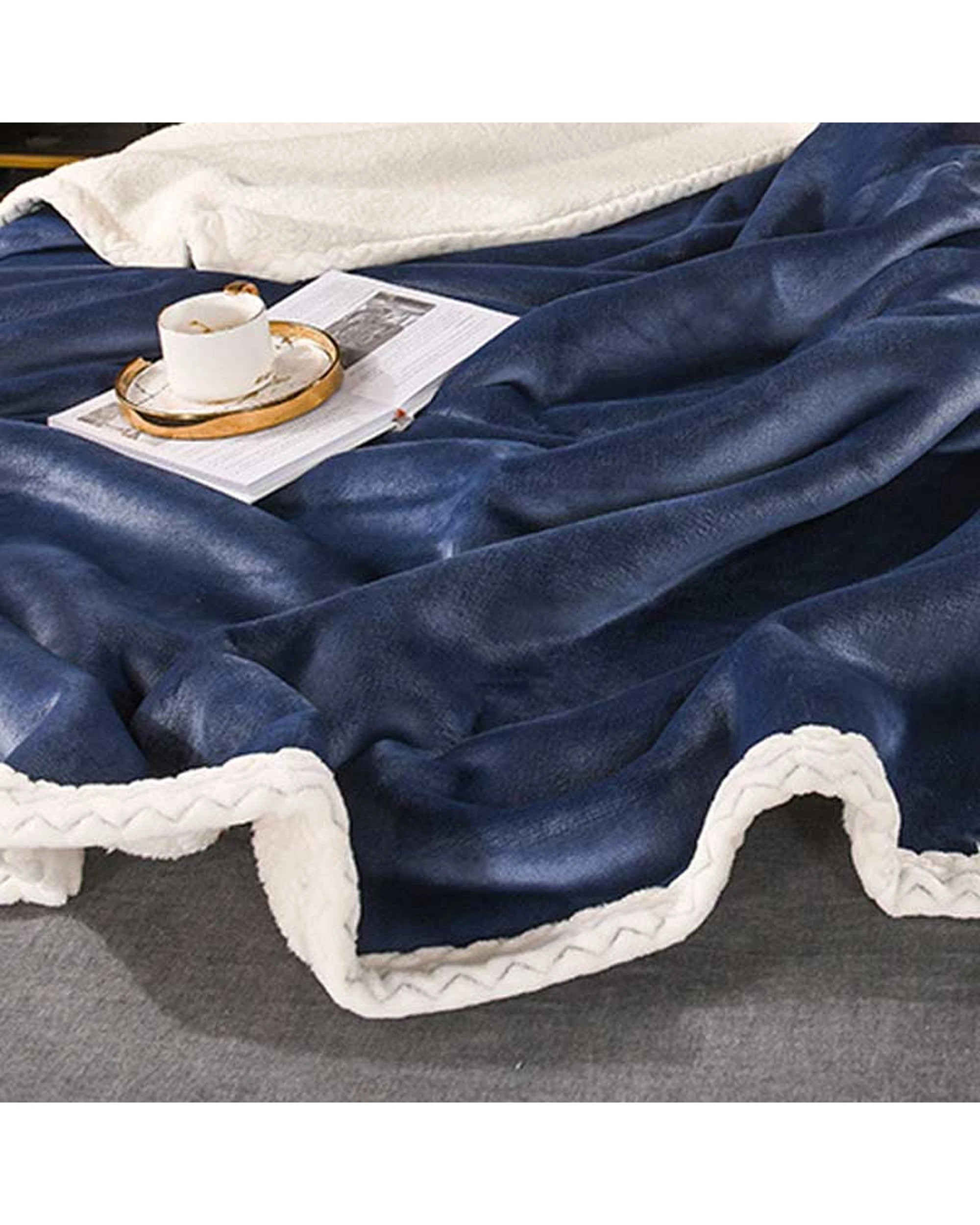 2 Cotton More Ultimate Sherpa Blanket 200x230cm - Blue, 2 of 4