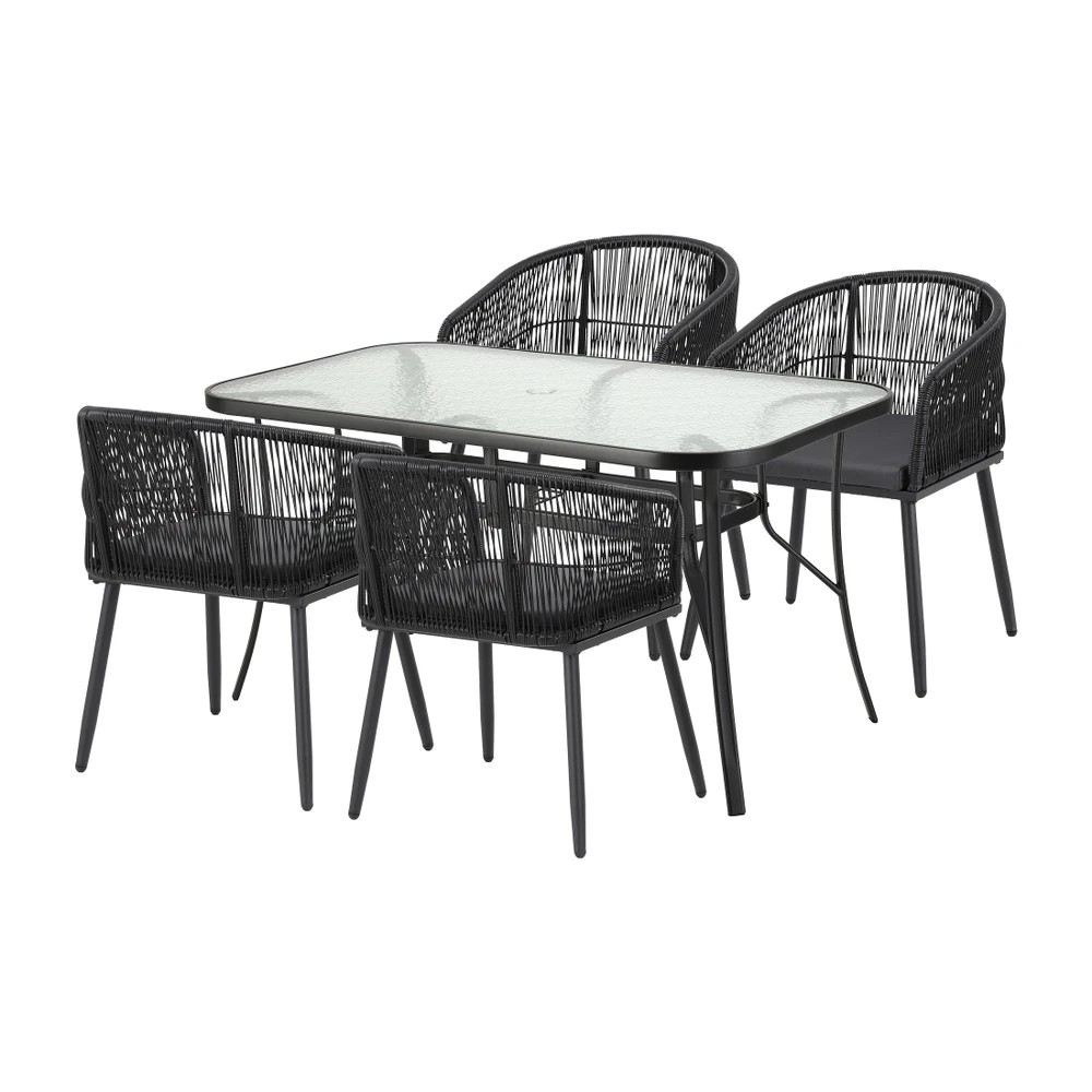 1 Gardeon 5PC Outdoor Dining Set Table and Chairs Garden Patio Furniture Bistro - Black, 1 of 6