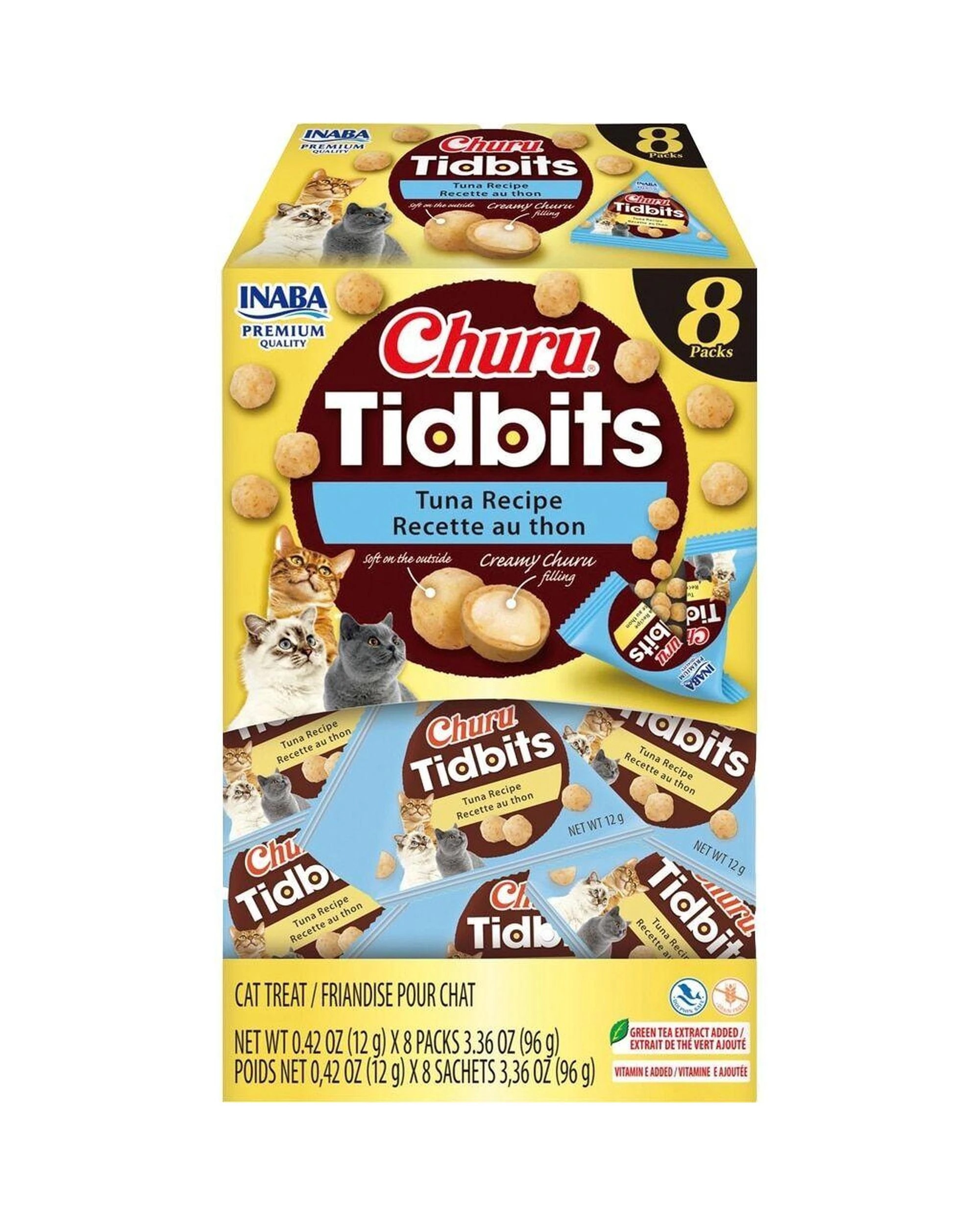 1 Inaba Churu Tidbits Premium Pet Cat Treats Tuna Recipe 8 Pack 96g, 1 of 1