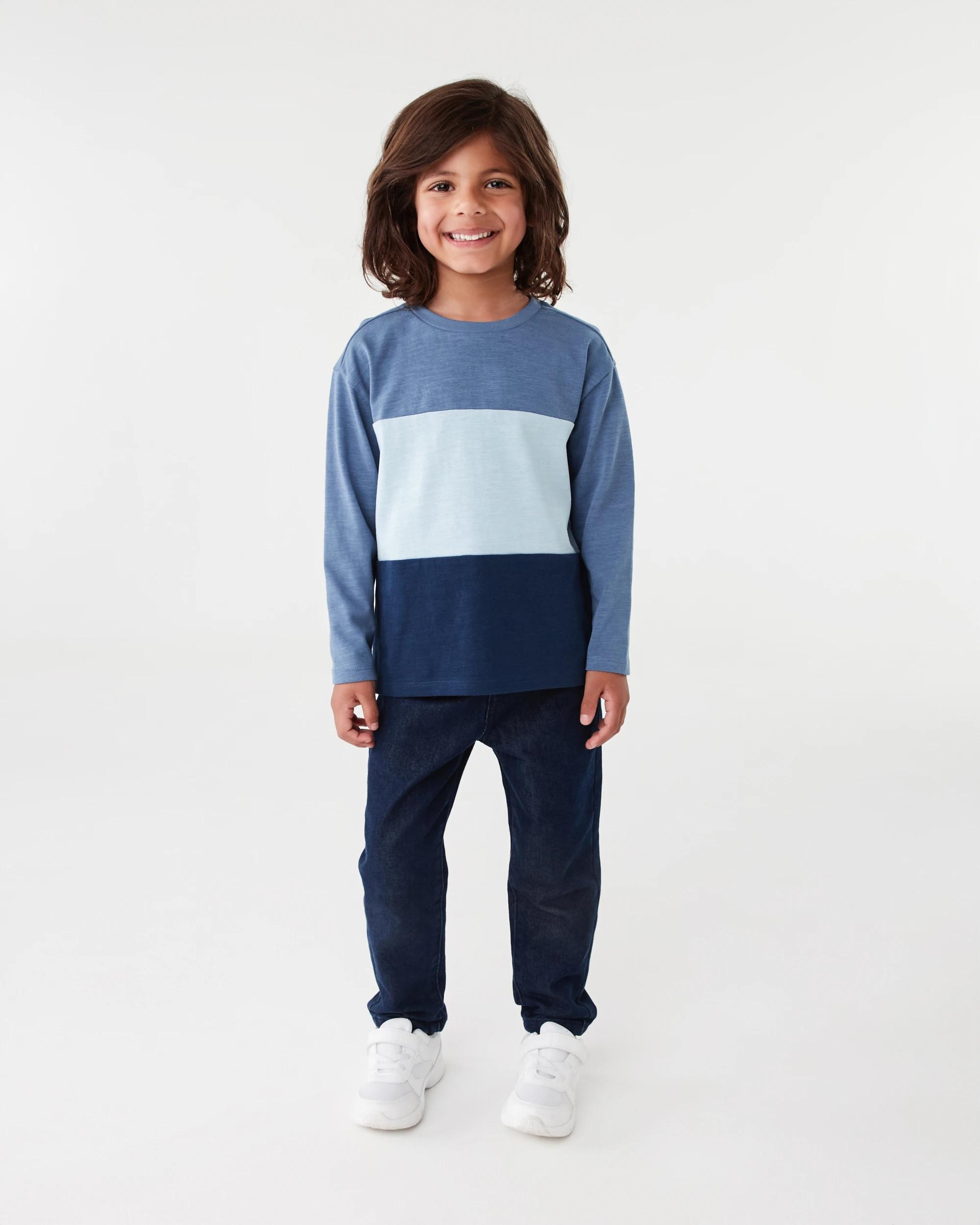6 Long Sleeve Panel T-shirt Dim Blue, 6 of 7