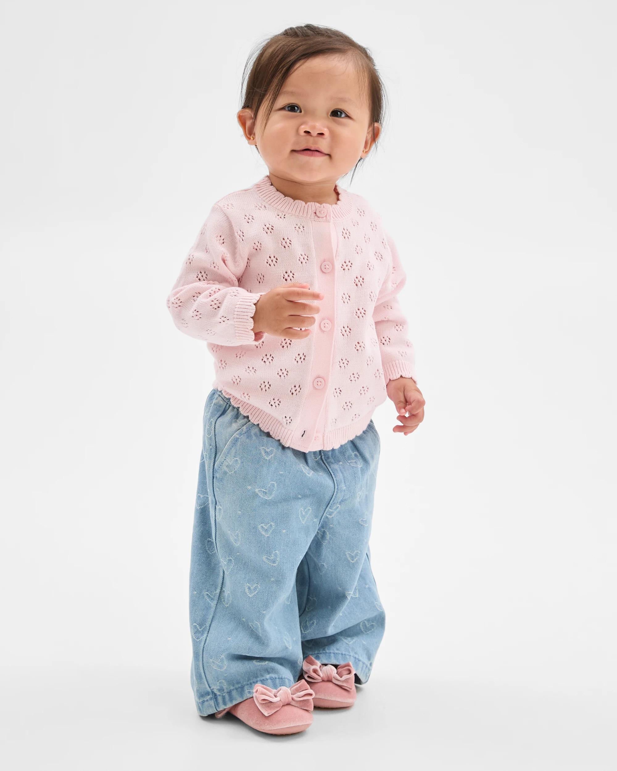 1 Target Baby Organic Cotton Pointelle Cardigan BALLET SLIPPER, 1 of 6