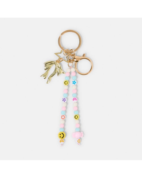 Smiley Bead Charm Keyring