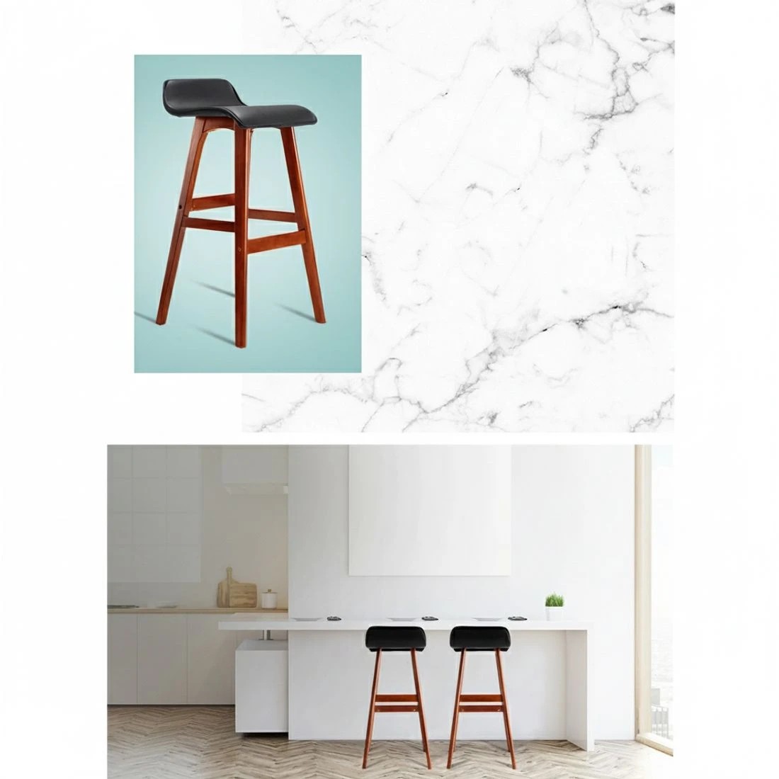 3 Artiss 2x Bar Stools Wooden Stool - Black, 3 of 8