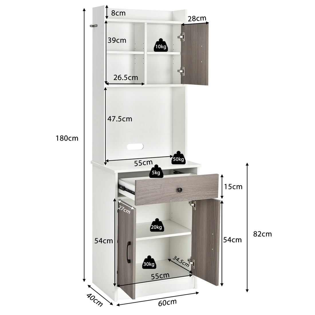 3 Costway Tall Pantry Cabinet w/Adjustable Shelves, 3 of 4