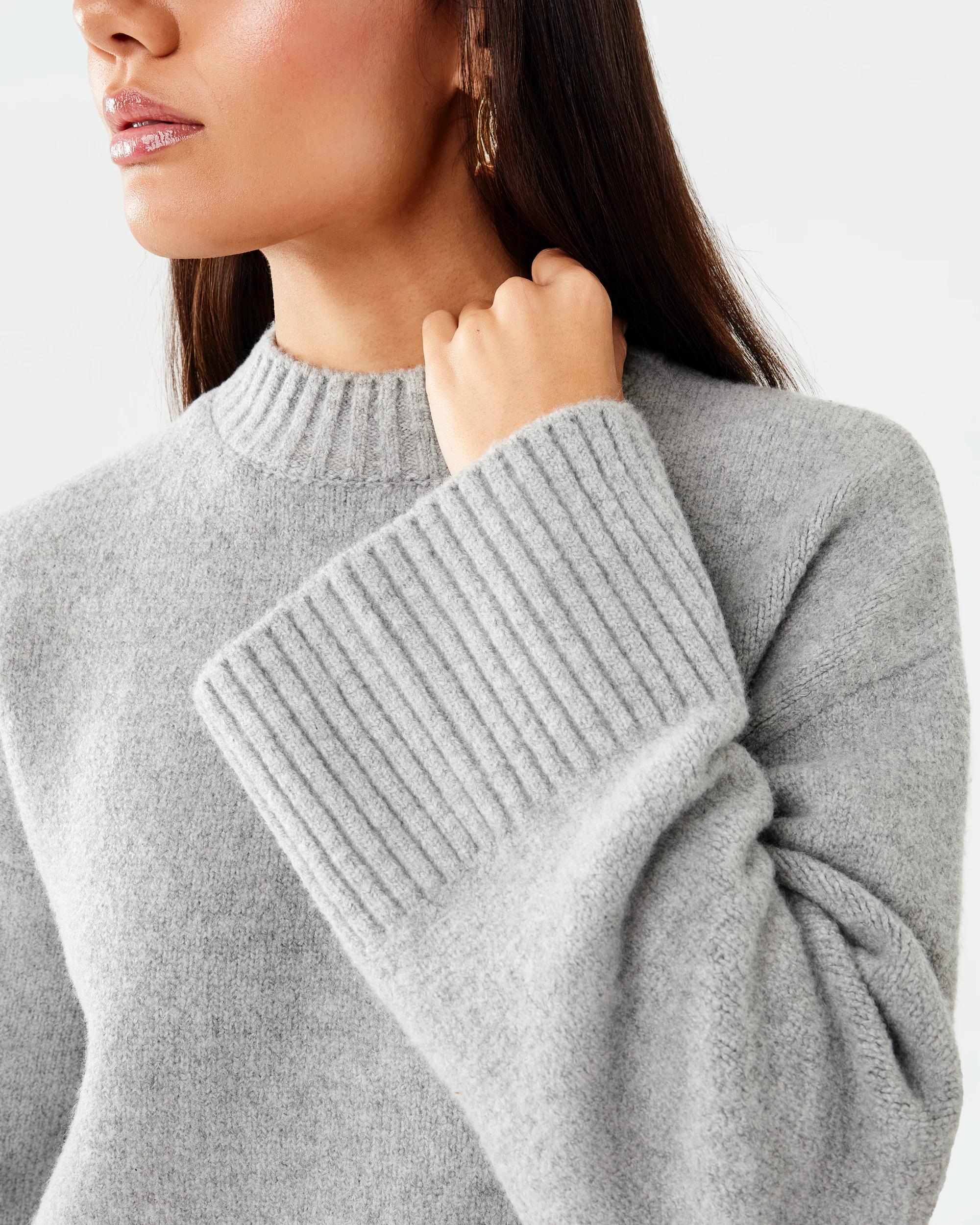 7 Long Sleeve Mock Neck Jumper Gry Charc, 7 of 8