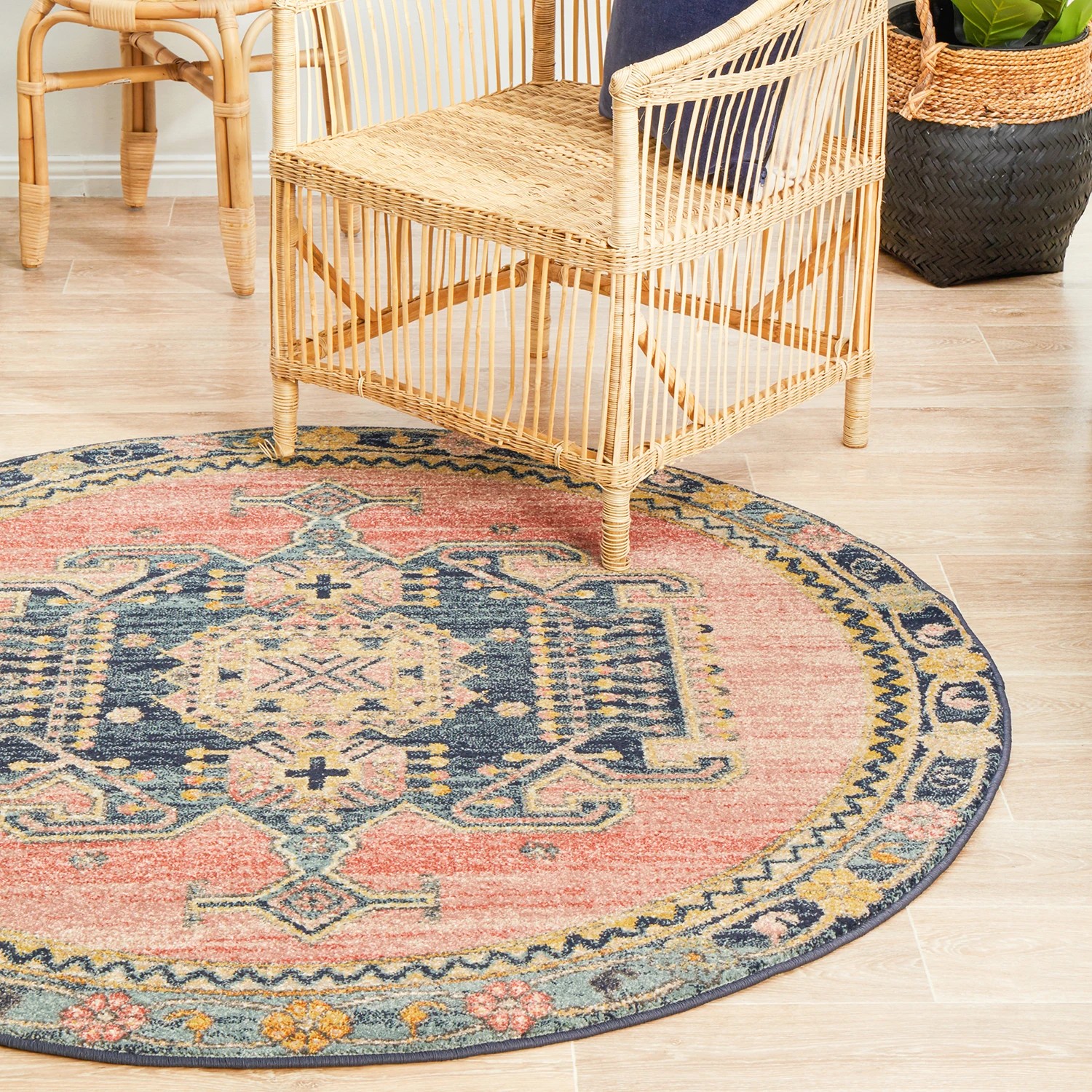 4 Common Ground Rugs Eterna 852 150x150cm - Small Round Power Loomed Pet Friendly Rug - Pink, 4 of 9