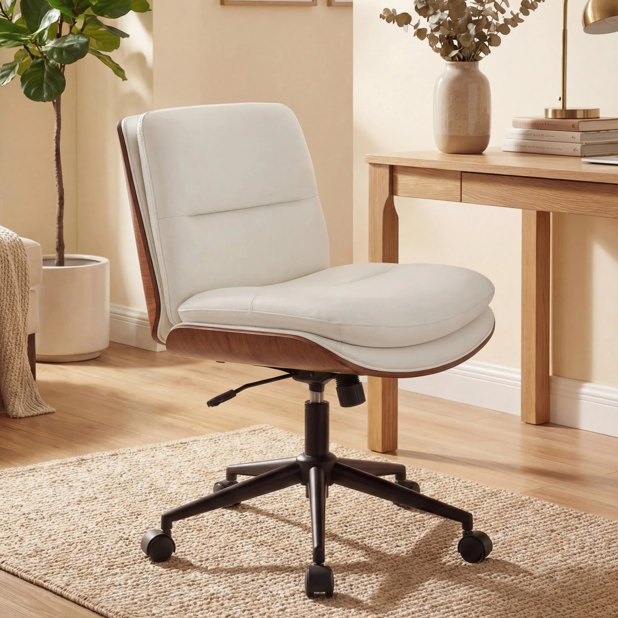 Costway Vanity Office Chair Adjustable Computer Desk Stool w/Backrest ...