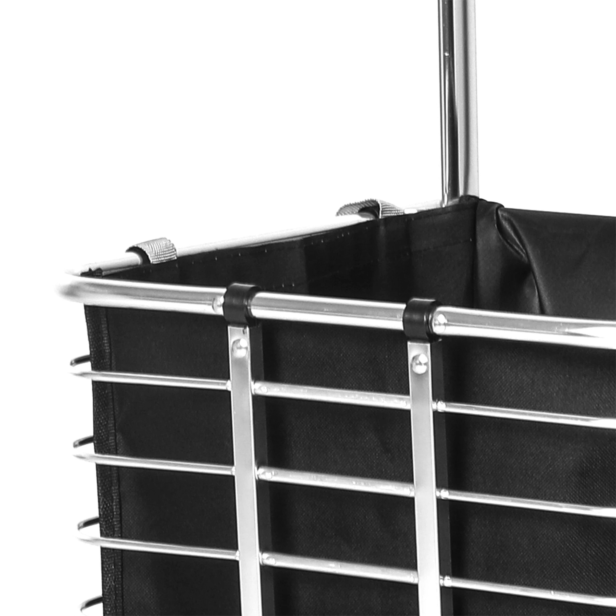 3 Mountview Foldable Shopping Cart Trolley Basket Grocery Portable Black 40L Wheel - Black, 3 of 5