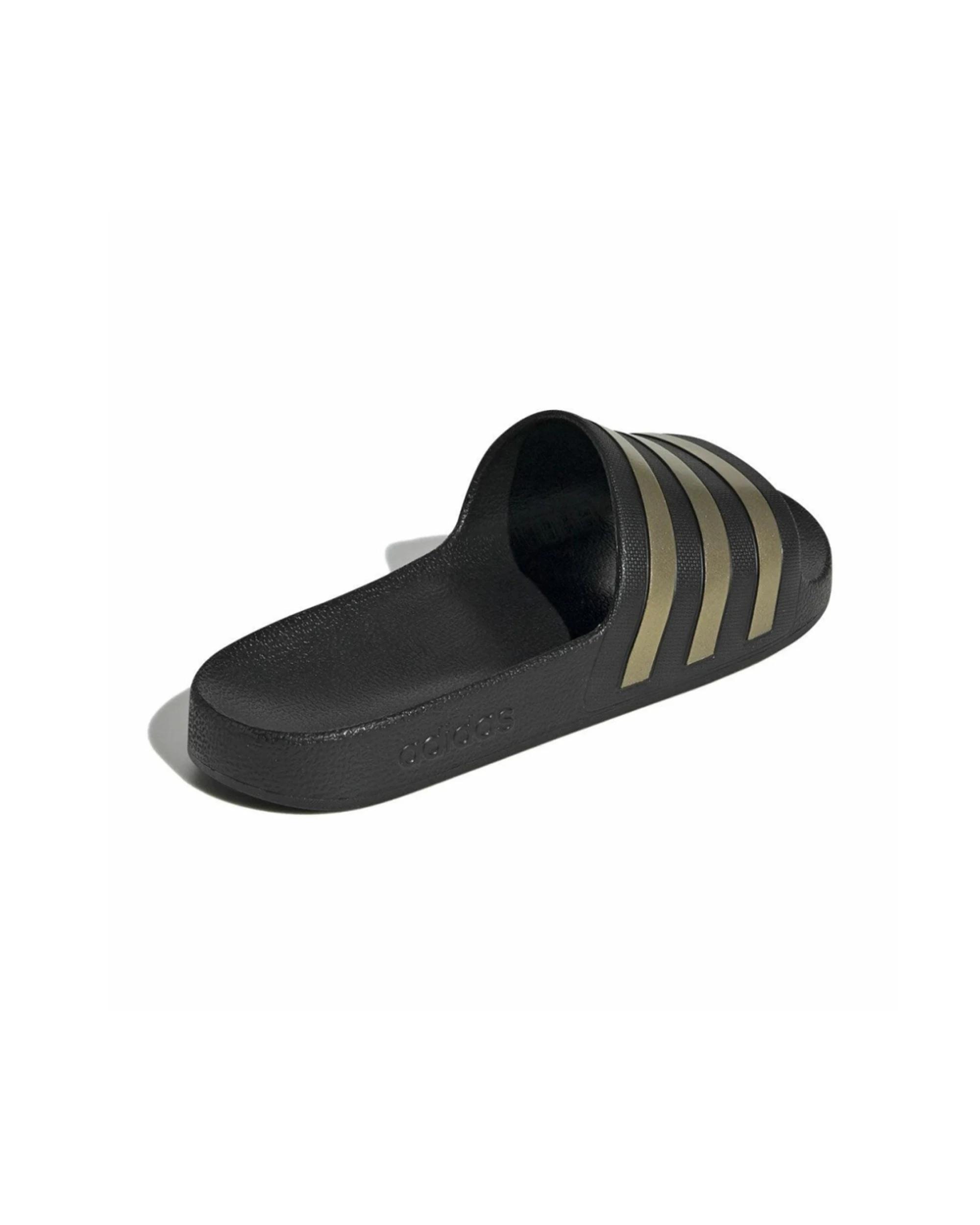 2 Adidas Adilette Aqua Slides Lightweight Quick Dry BLACK/GOLD, 2 of 4