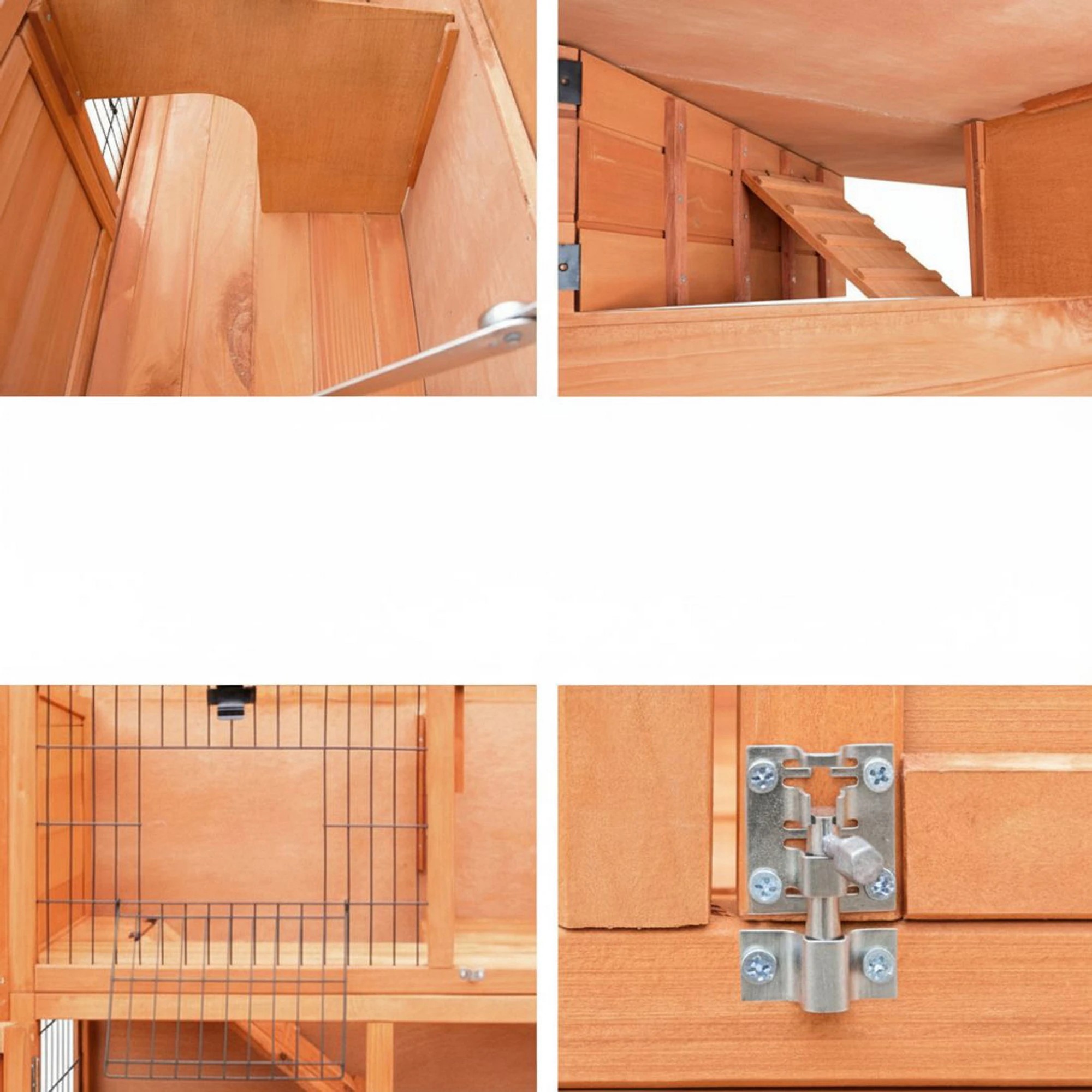 6 i.Pet Chicken Coop Rabbit Hutch Large House Run Wooden Cage Bunny Pet Outdoor - Brown, 6 of 9