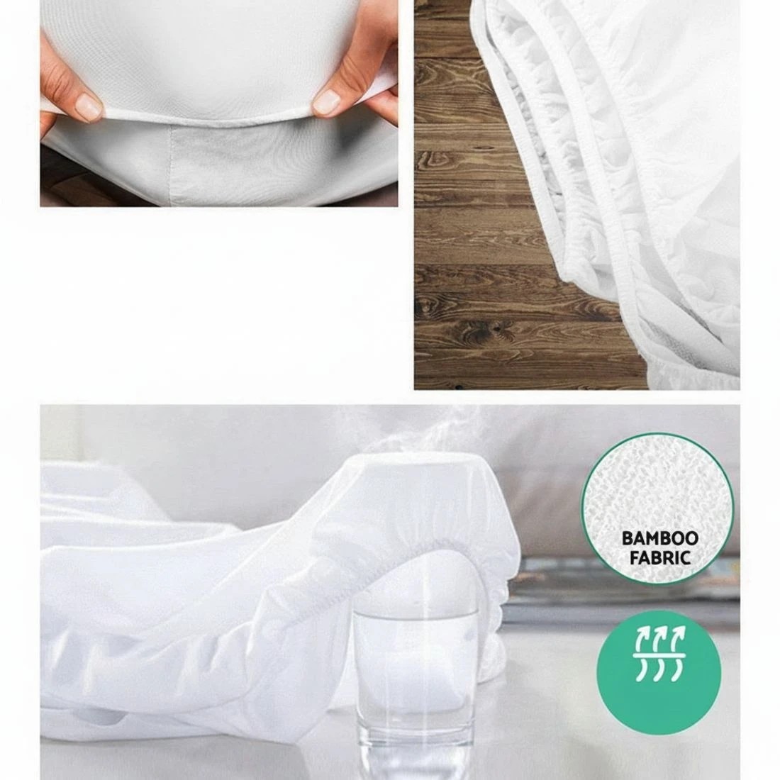 6 Giselle Bedding Bamboo Breathable Mattress Protector Queen in - Queen Bed - White, 6 of 7