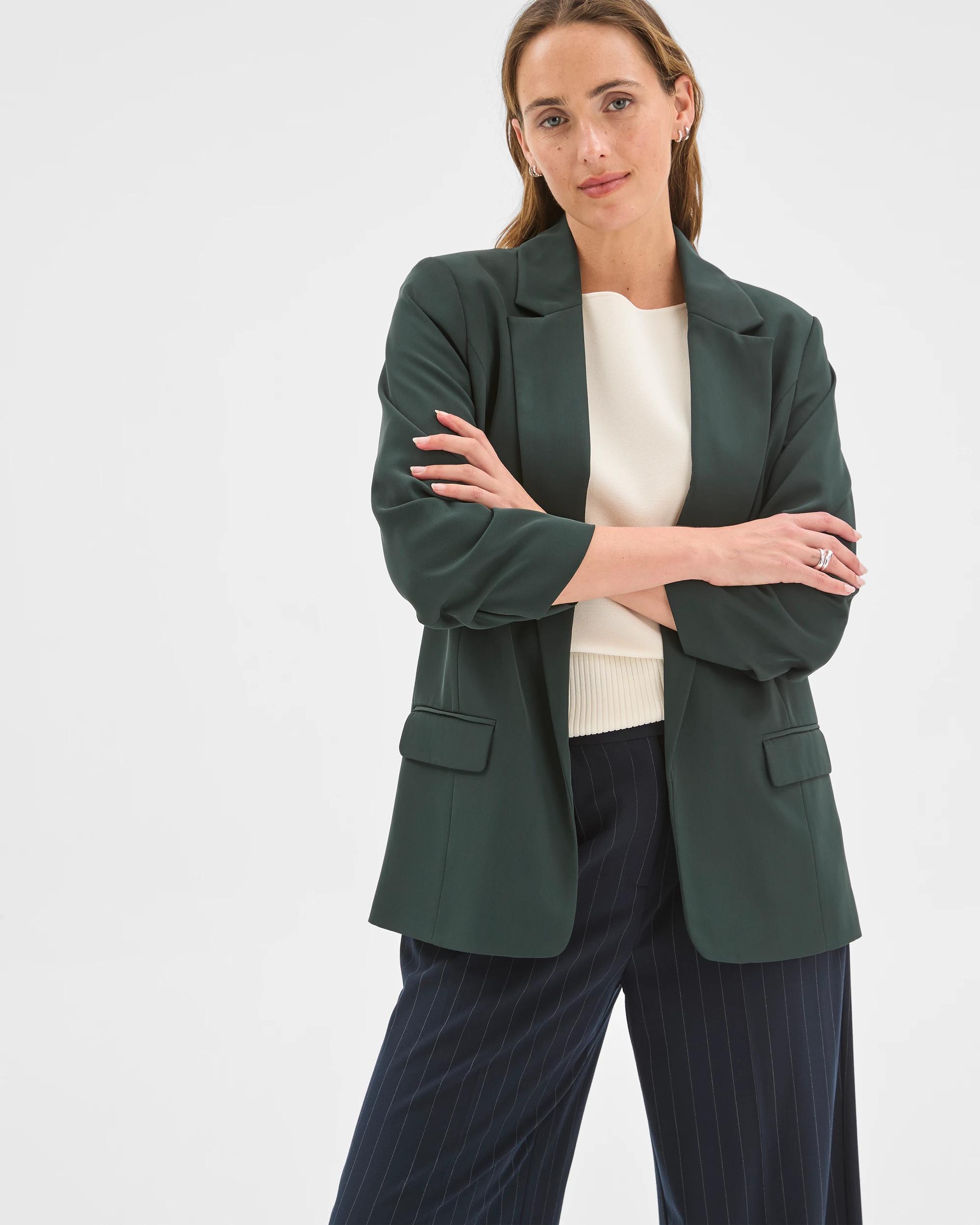 5 Preview Ruched Sleeve Blazer MID JADE, 5 of 6