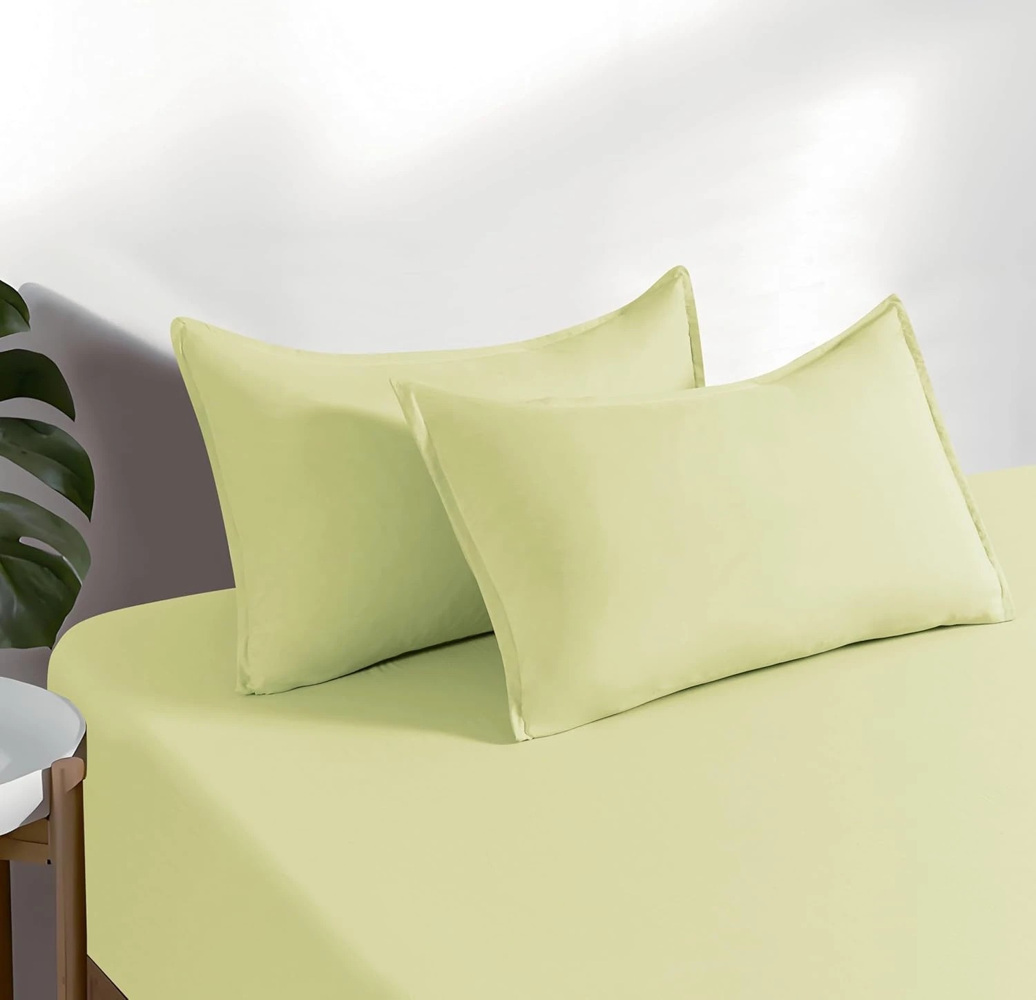 4 CleverPolly 100% Vintage Washed Microfibre Fitted Sheet Set - Lemon - Double Bed, 4 of 5
