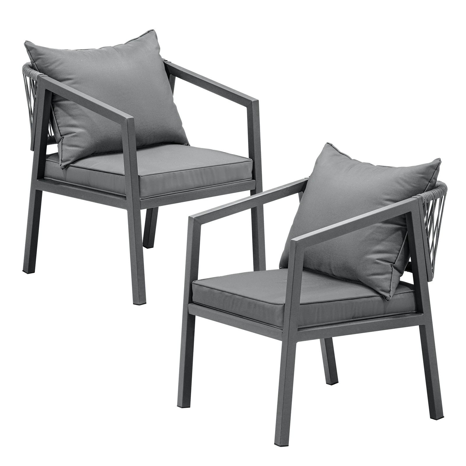 5 Livsip 2pcs Outdoor Furniture Chairs Garden Patio Garden Lounge Set Steel Frame
 - Grey, 5 of 10