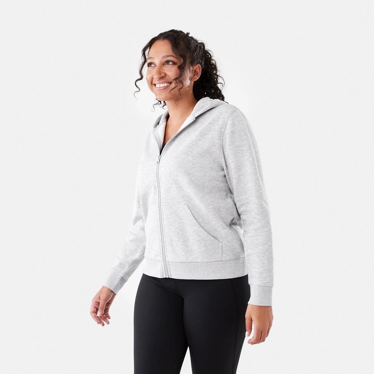 3 Active Womens Zip Through Hoodie SOFT GREY MARLE, 3 of 7