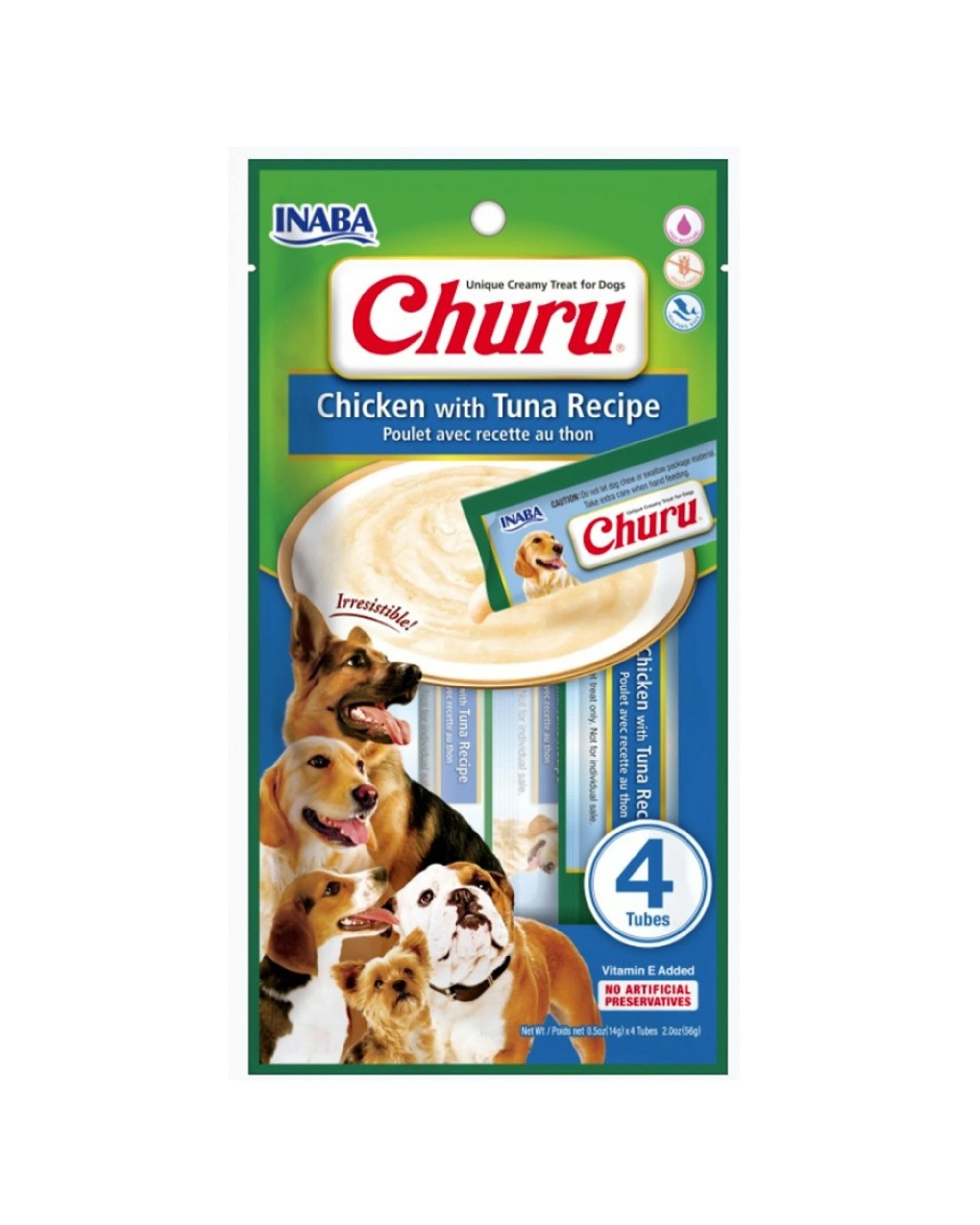 2 Inaba Pet Dog Churu Puree Chicken With Tuna 6 Pack 4 Pack 56g - Plain, 2 of 3