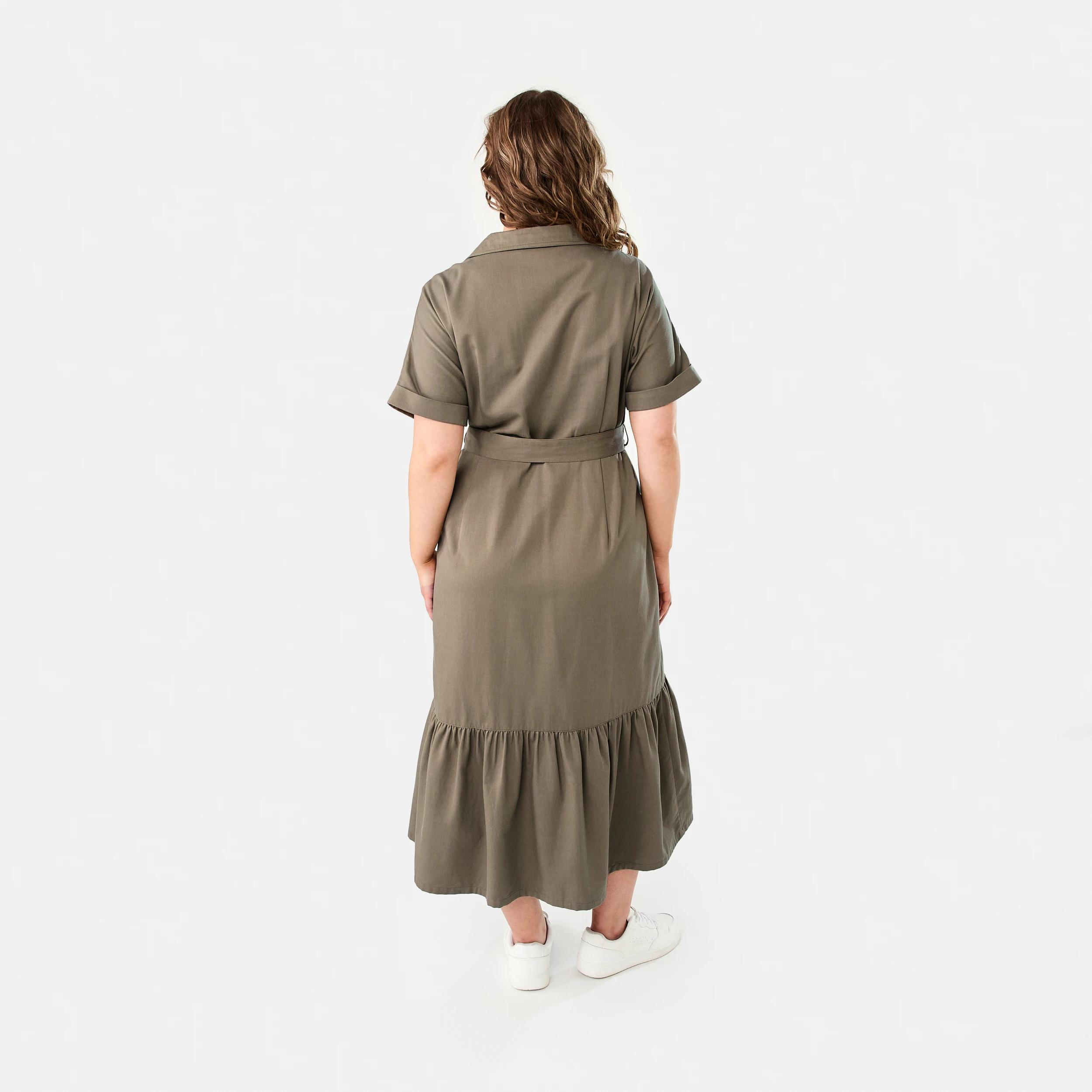 4 Short Sleeve Button Through Midi Dress PAVEMENT GREY, 4 of 9