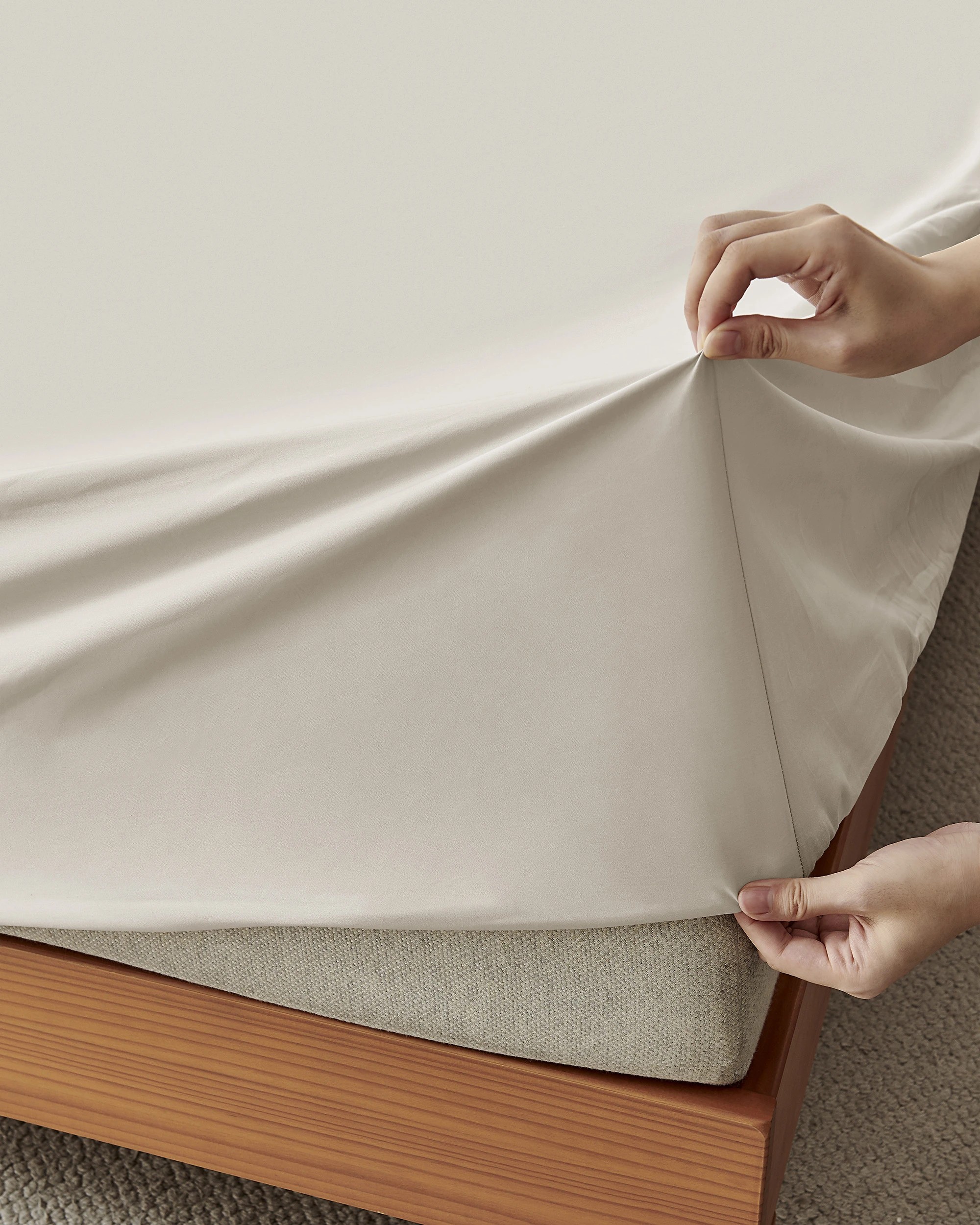 3 Dreamaker 400TC Premium Cotton Sateen Sheet Set - King Bed - Oatmeal, 3 of 7