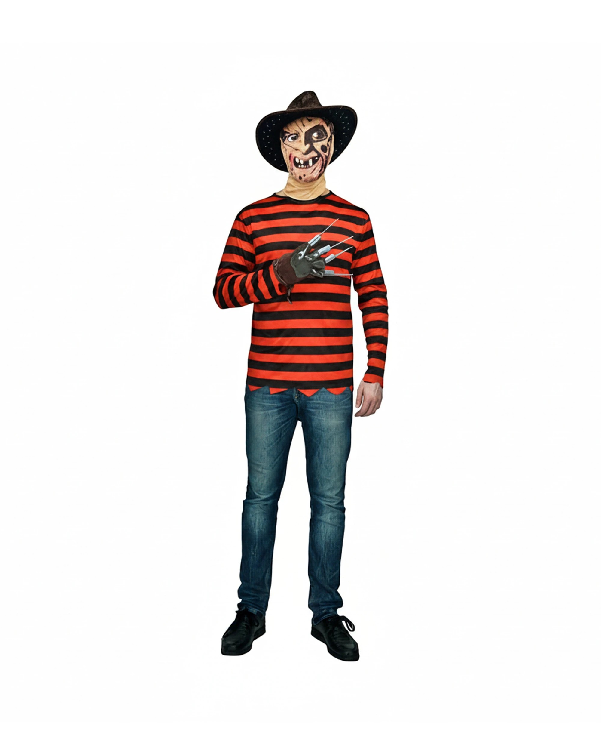 1 JD Party Adult Stripe Killer Man Costume With Mask Gloves L/XL - Red, 1 of 1