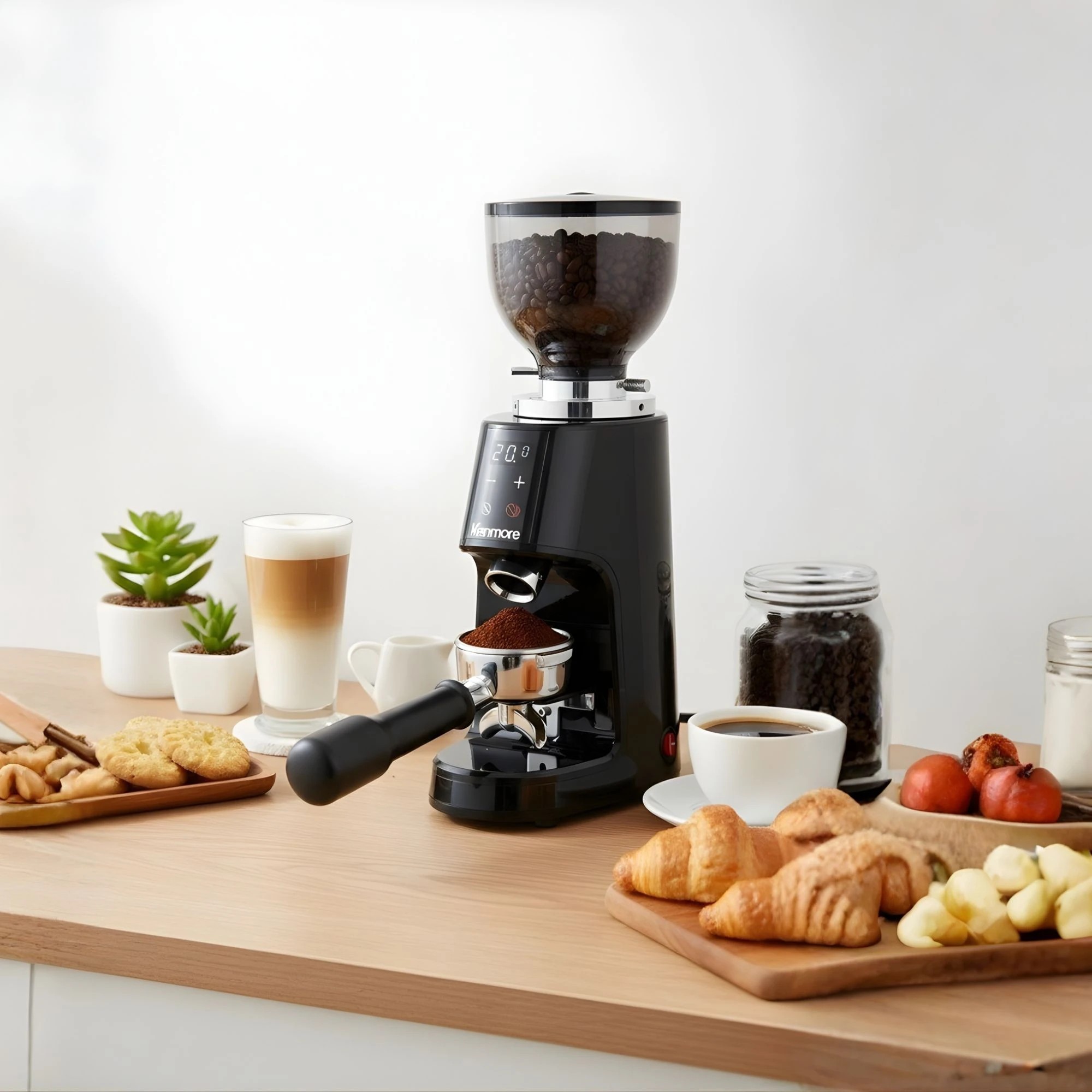 2 Kenmore 64mm Flat Burr Coffee Grinder, 100 Settings, Digital Timer, 260W Motor, 255g Hopper, 240V Black, 2 of 8