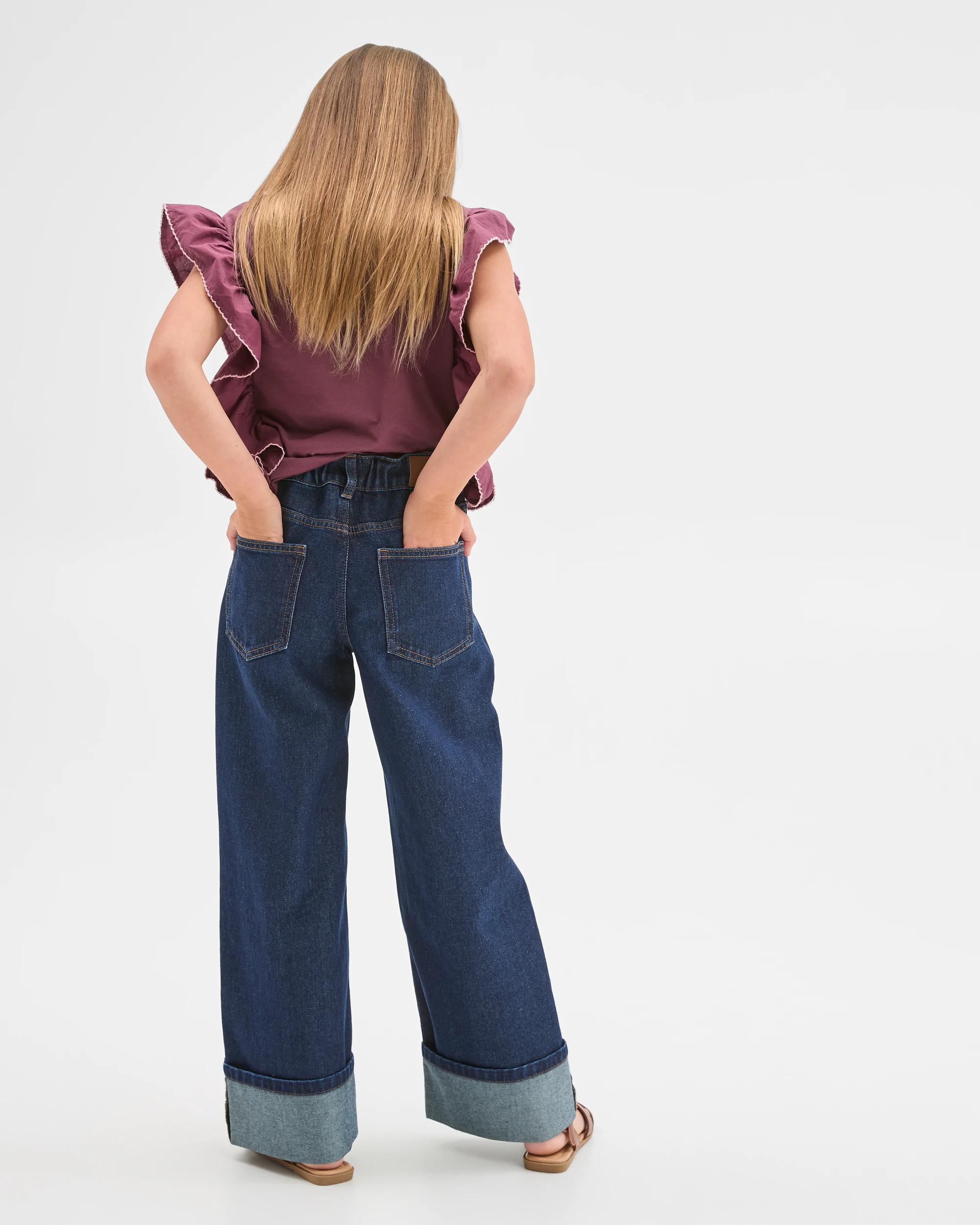 4 Target Denim Wide Leg Cuffed Denim Jeans INDIGO, 4 of 6