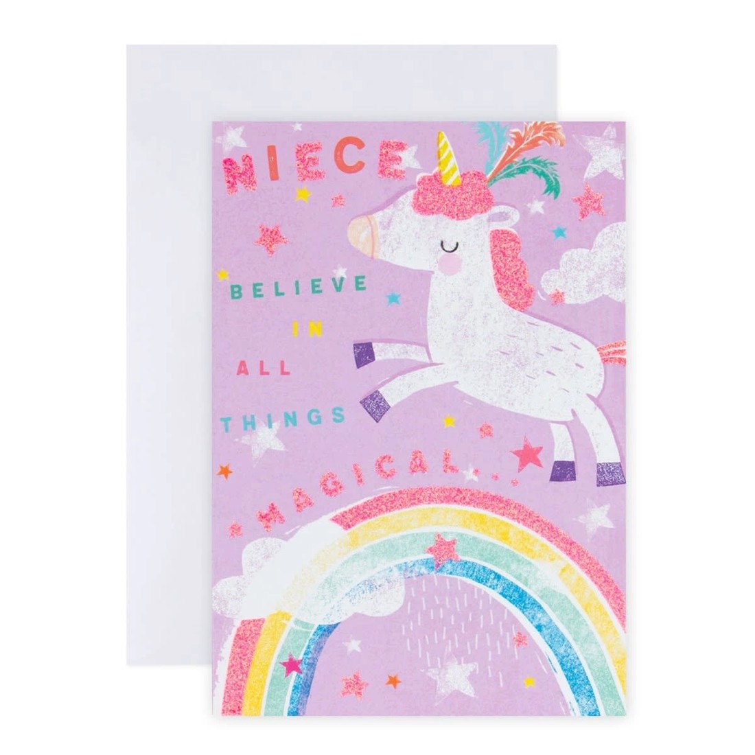 1 Connections from Hallmark Birthday Card for Niece - Rainbow Unicorn, 1 of 3