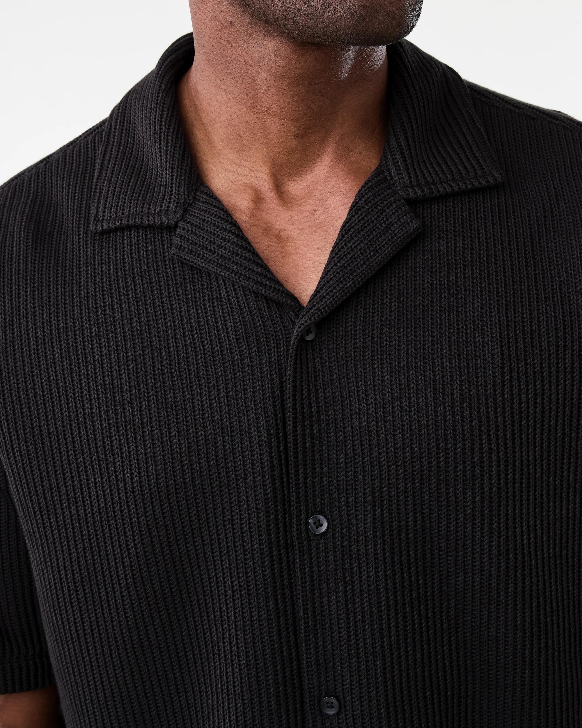 5 Short Sleeve Jacquard Knit Shirt Black, 5 of 6