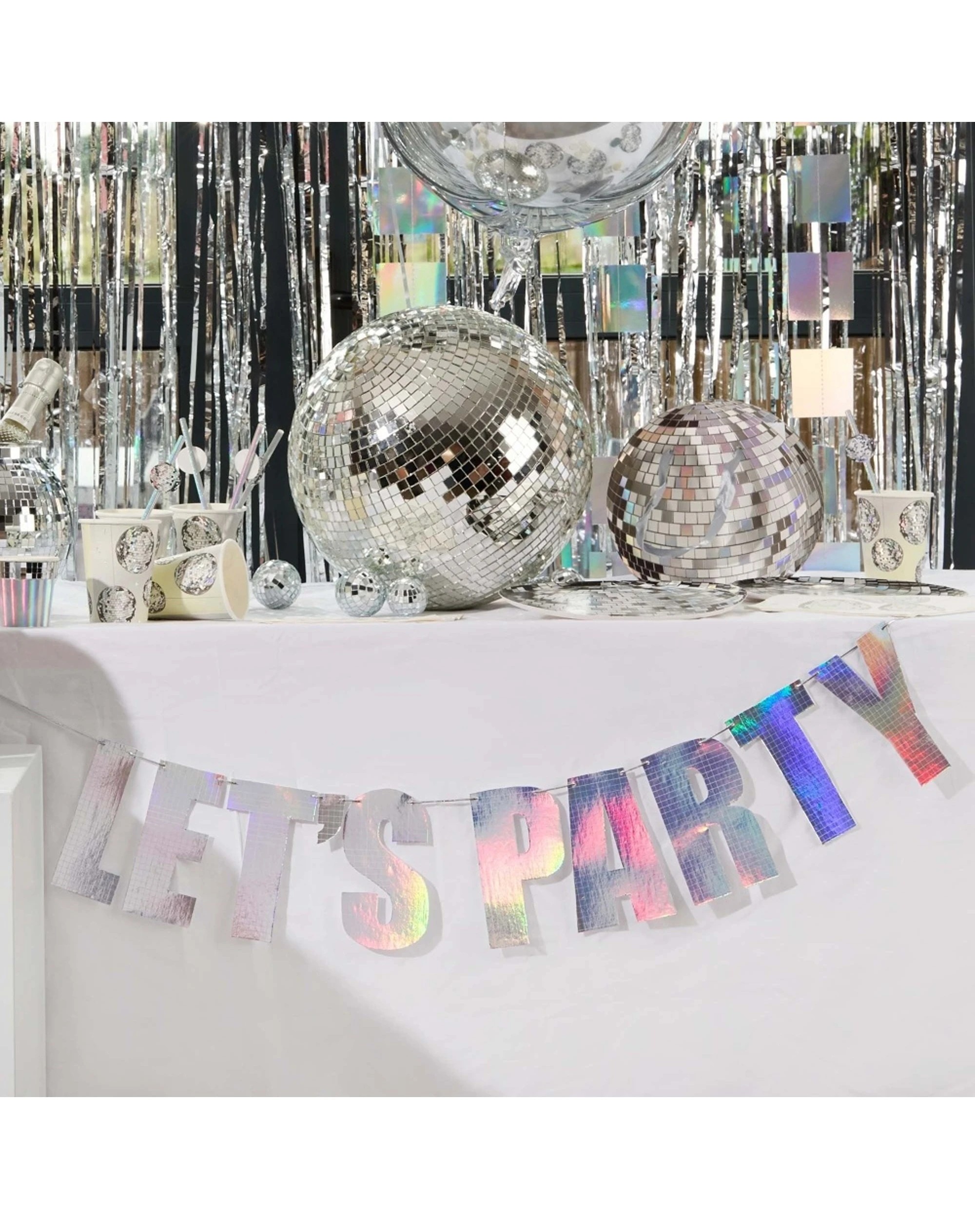 2 Anagram Disco Party Iridescent Lets Celebration Decoration Banner - Multi, 2 of 2