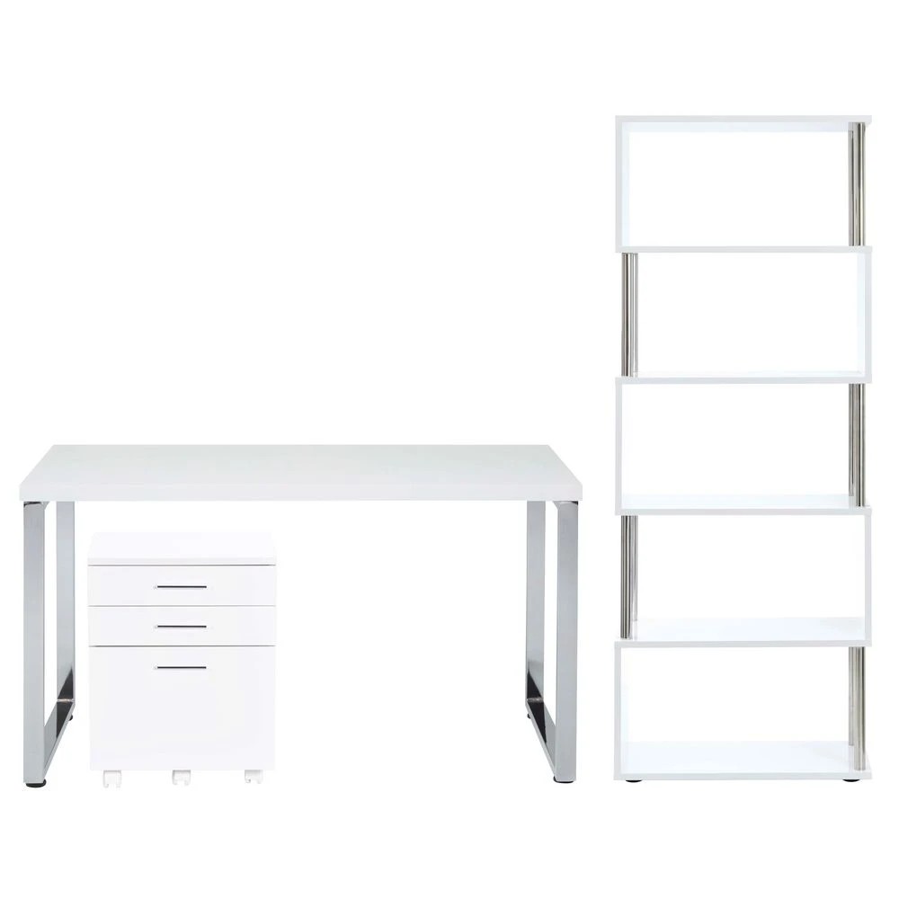 1 Contour Home Office Setup White Cabinets Pedestals, 1 of 10