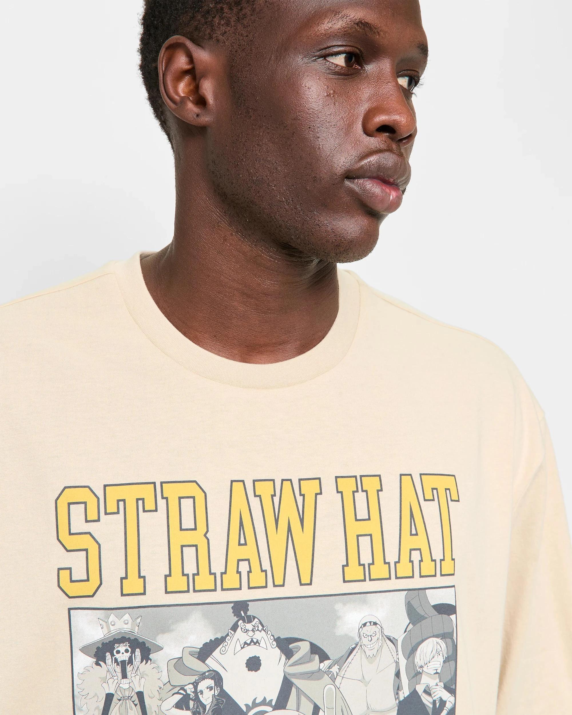 5 Licensed One Piece Straw Hat Print T-Shirt ECRU, 5 of 6