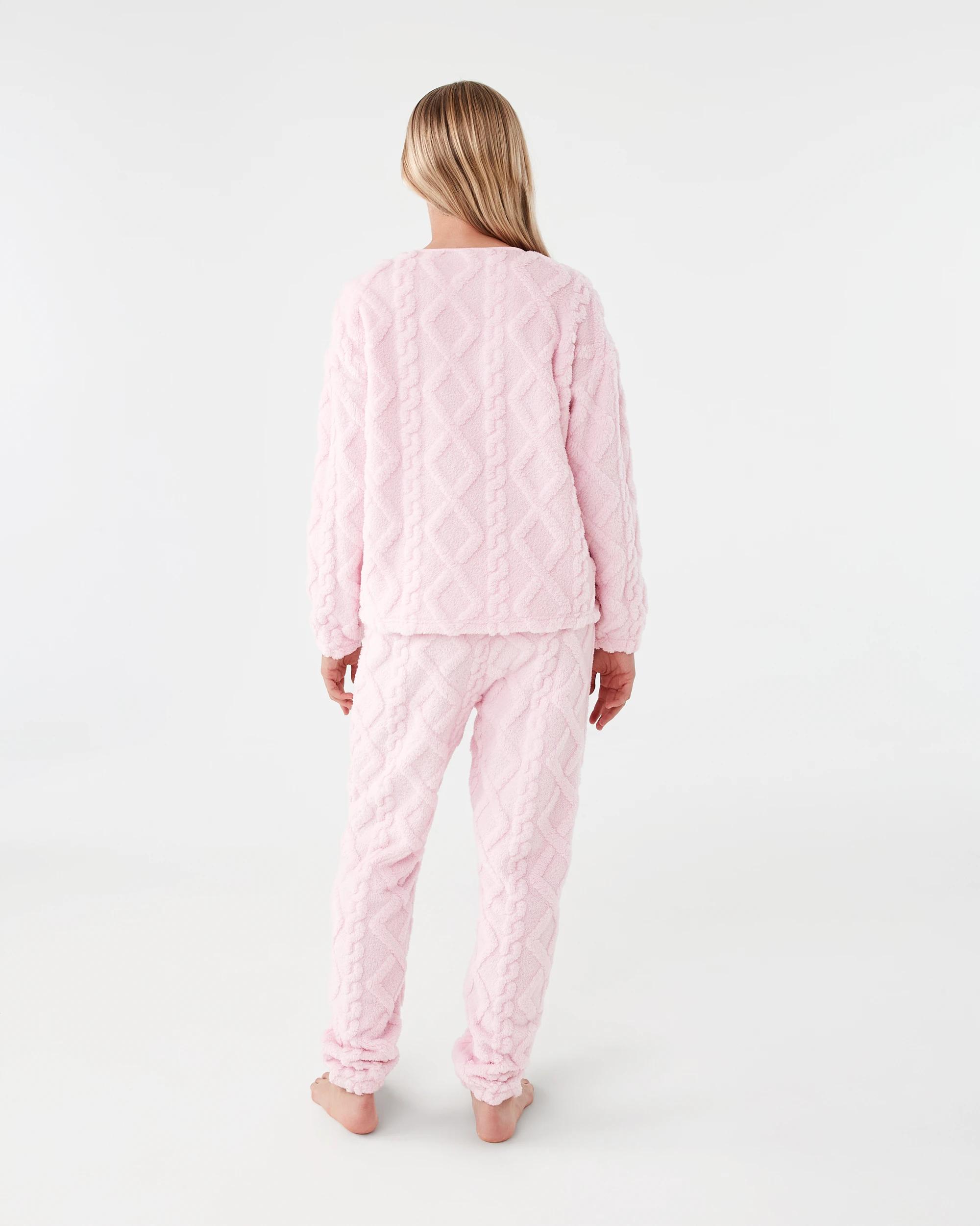 2 Embossed Fluffy Pyjama Set Bllet Pink, 2 of 7