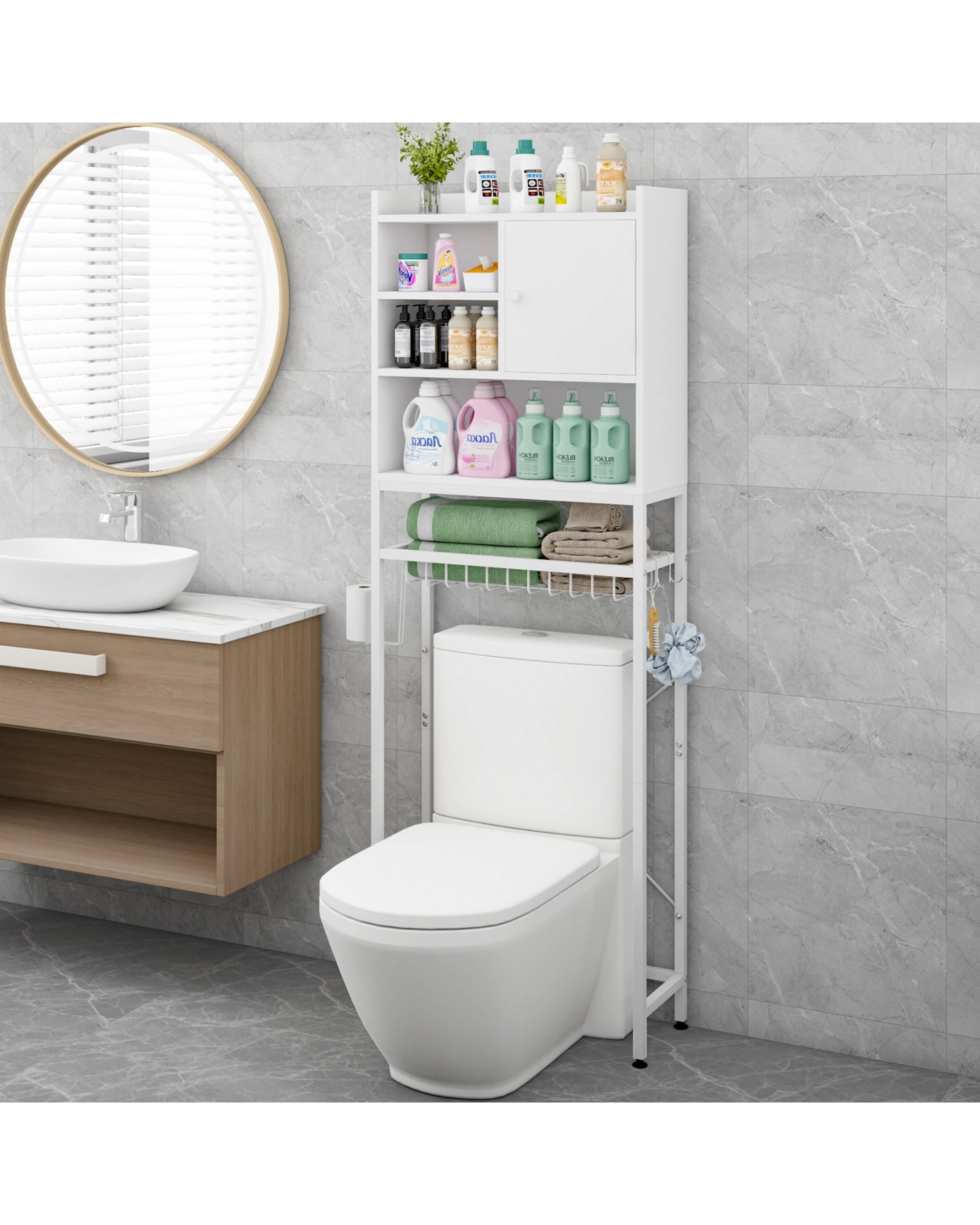 3 Advwin Over Toilet Storage Cabinet Bathroom Organizer Shelf, 3 of 10