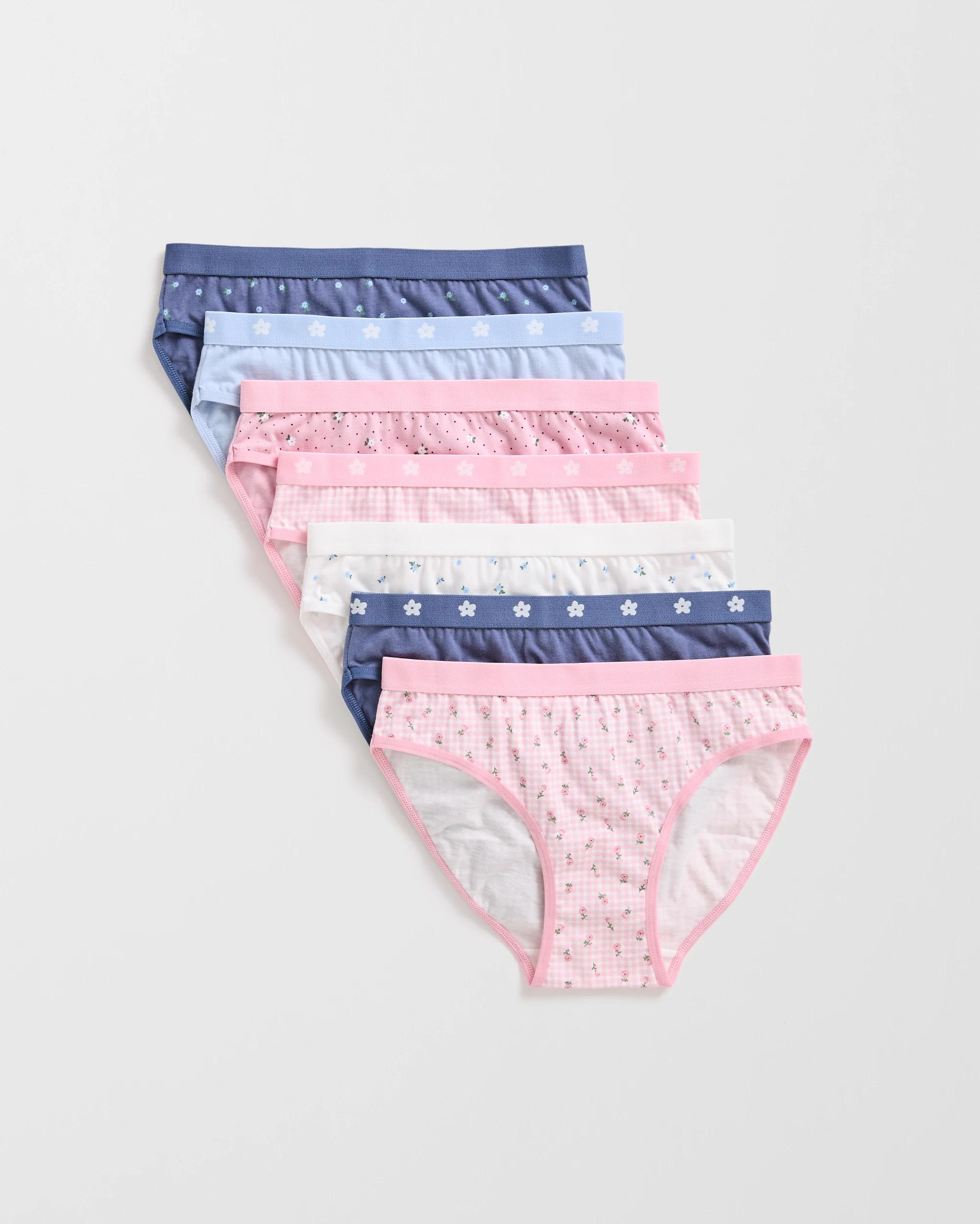 1 Maxx Australian Cotton 7 Pack Older Girls Briefs FLORAL, 1 of 2