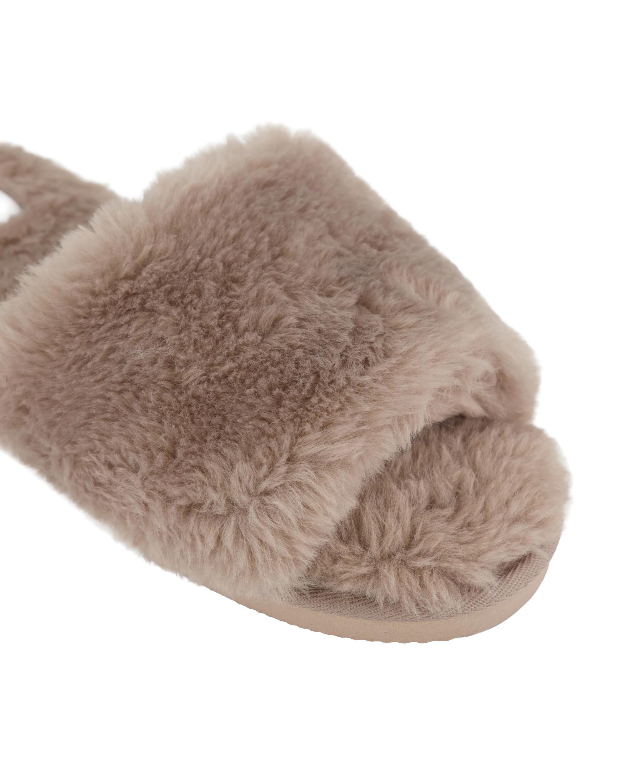 3 EVA Outsole Furry Slides Mocha, 3 of 3