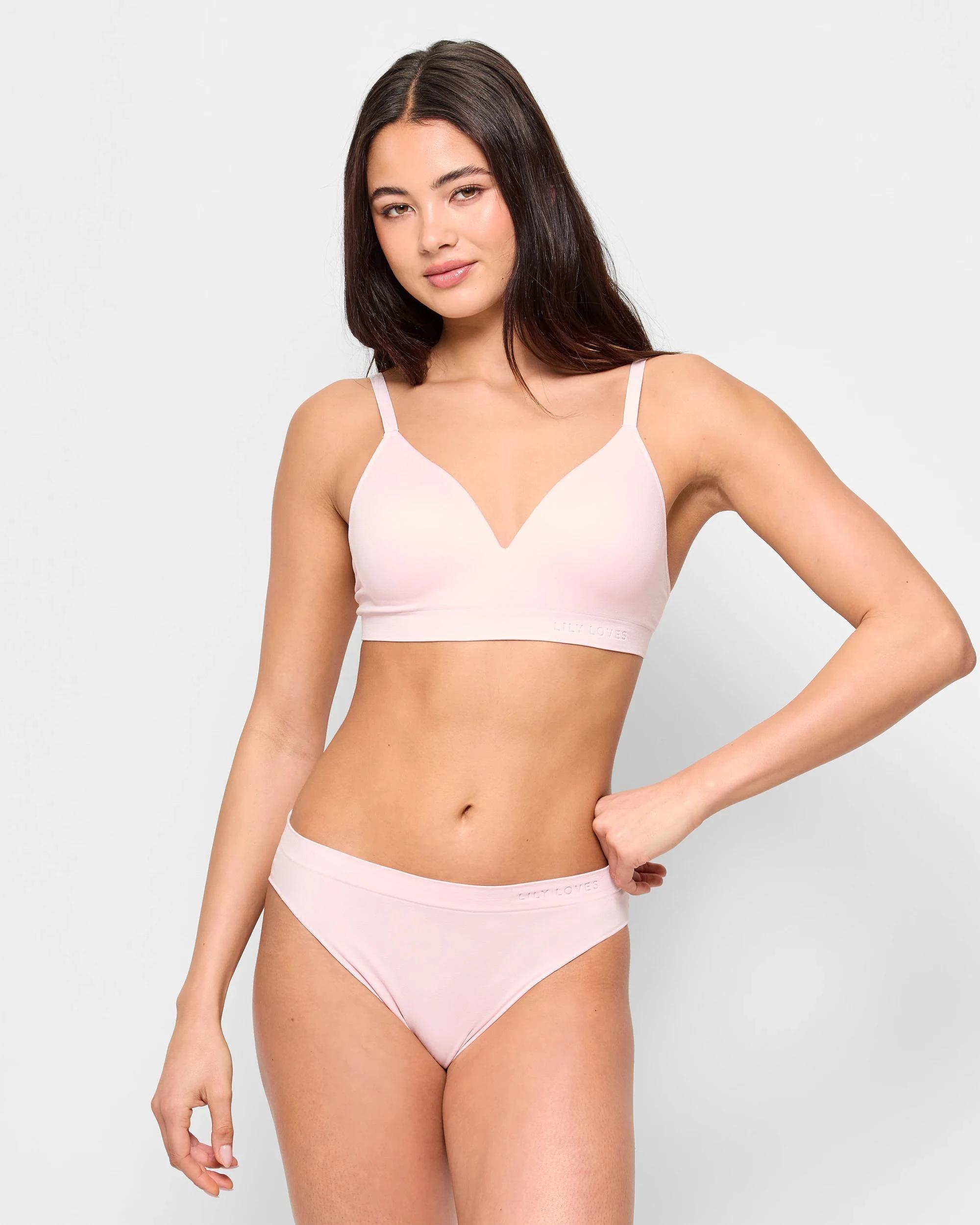 3 Lily Loves 2 Pack Seamfree Embossed Bikini Briefs APRICOT/CHALK PINK, 3 of 5