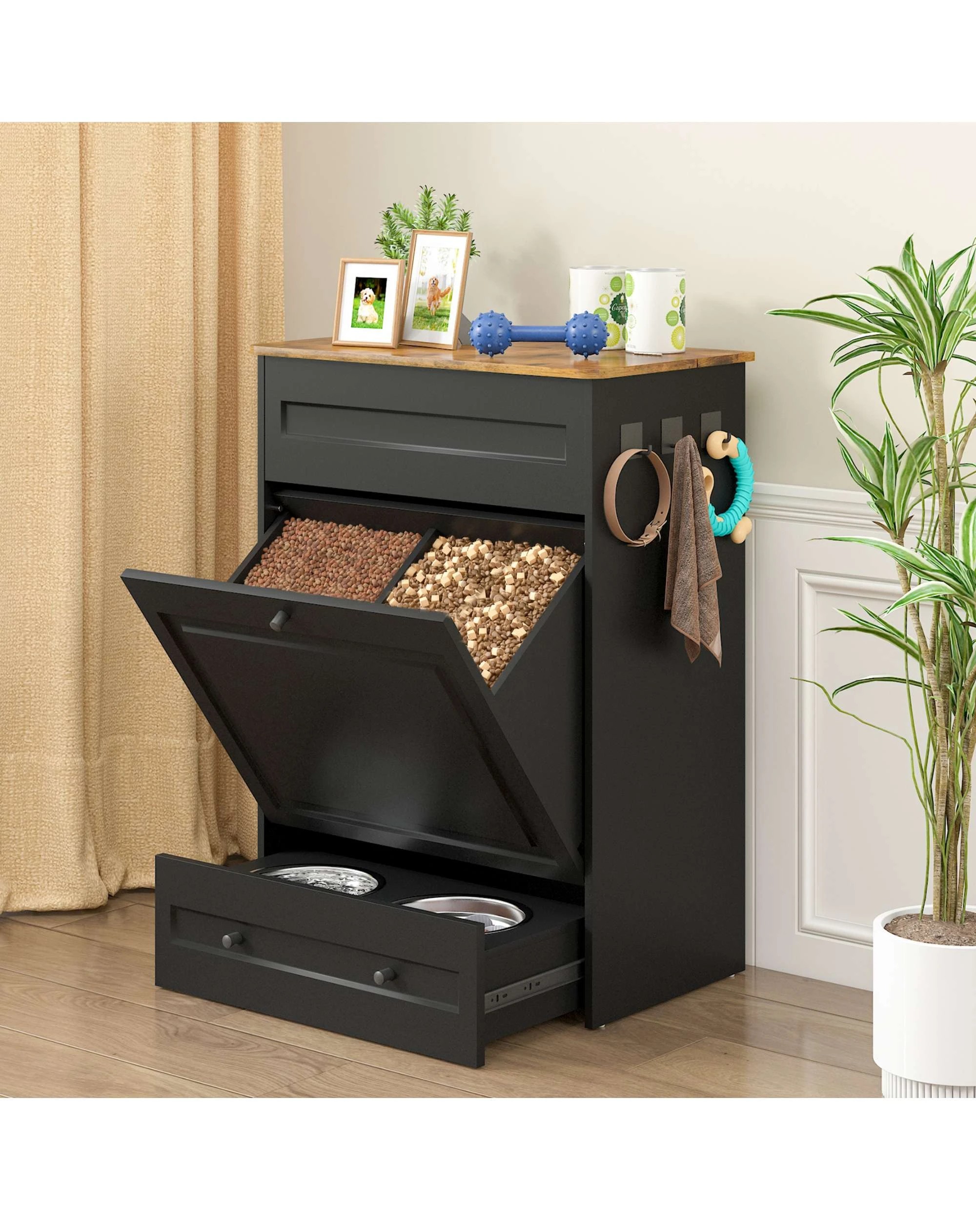 3 Advwin Feeding Station Storage Cabinet Pet Feeder, 3 of 9