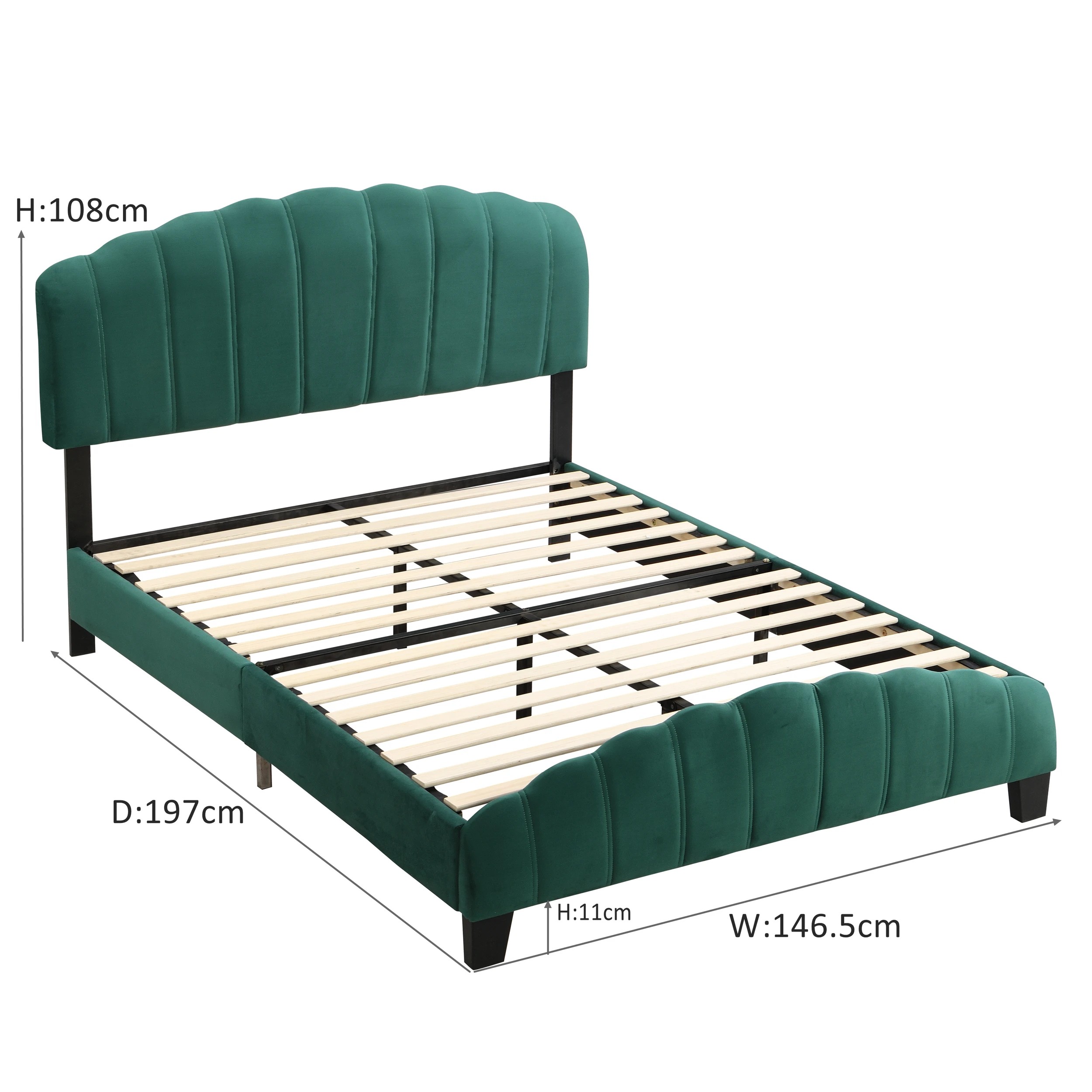 10 IHOMDEC BEF04 Double Shell-Style Bed Frame - Green - Green, 10 of 10