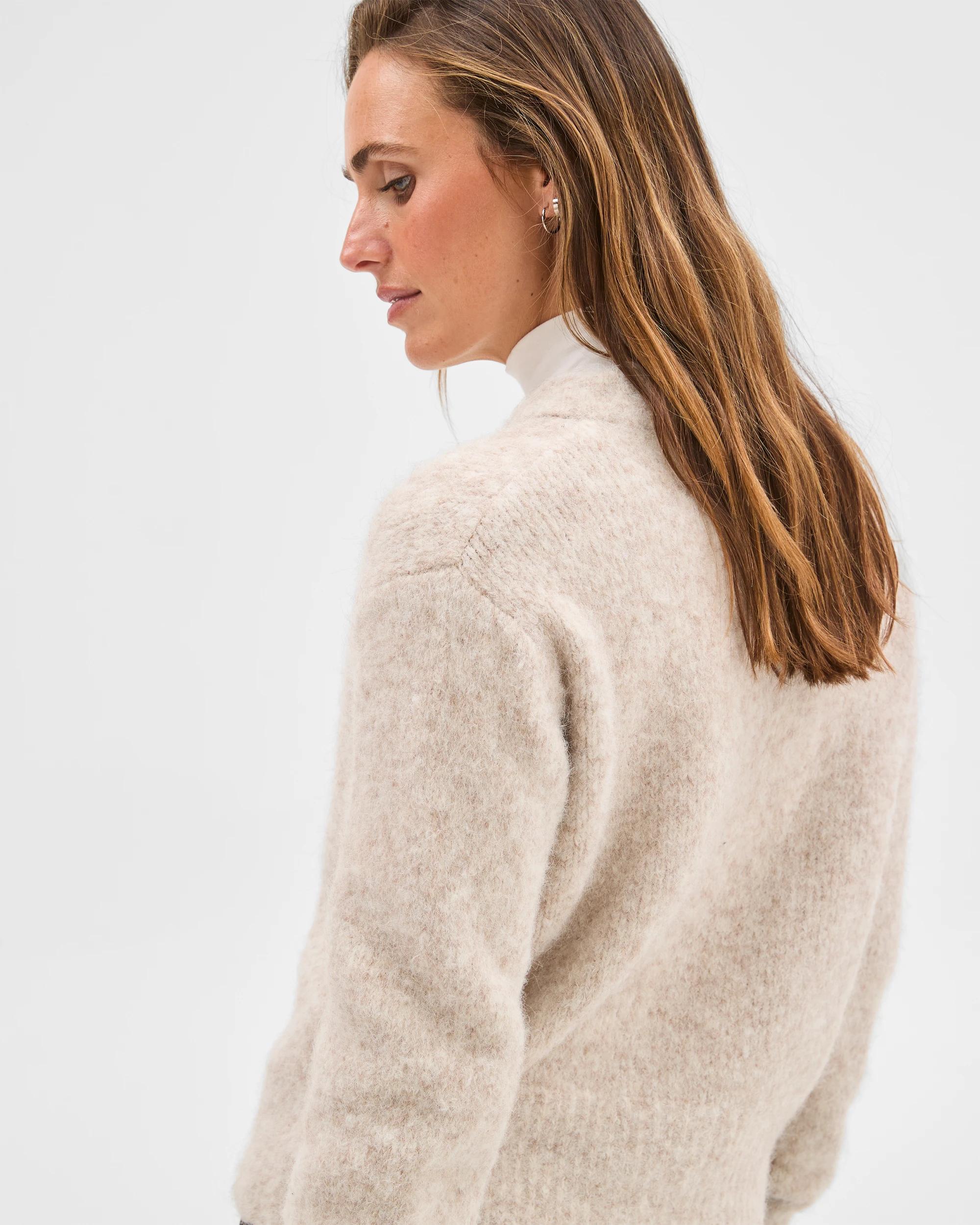 6 Preview Long Sleeve Plush Cardigan OATMEAL MARLE, 6 of 6