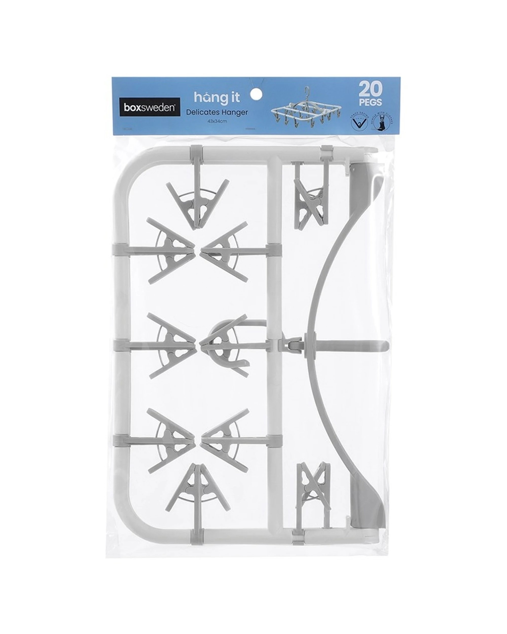 3 Boxsweden 2pc Delicates Foldable Laundry Clothes Drying Hanger 20 Pegs - White, 3 of 7