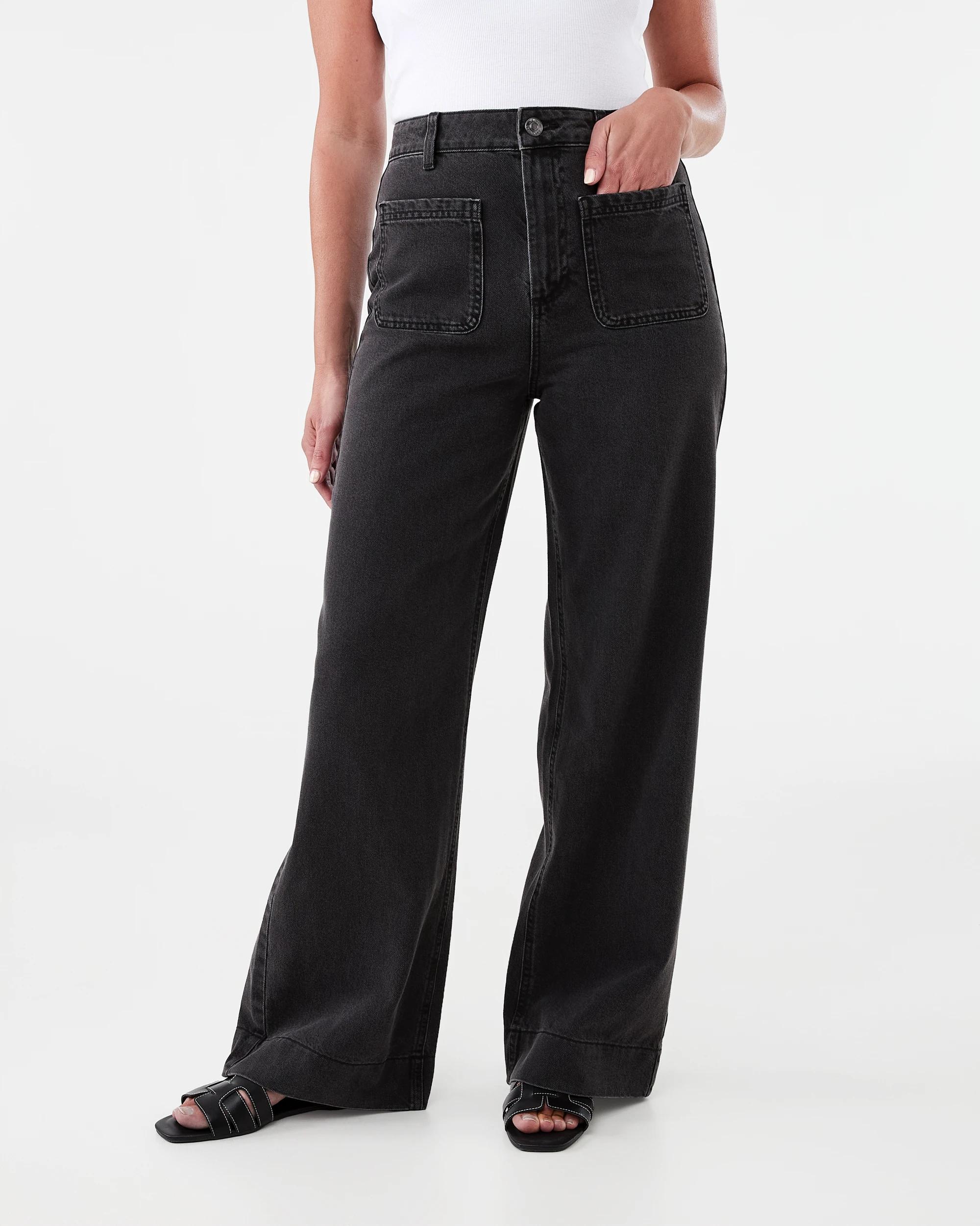 1 Wide Leg Pocket Jeans Blk Wash, 1 of 9