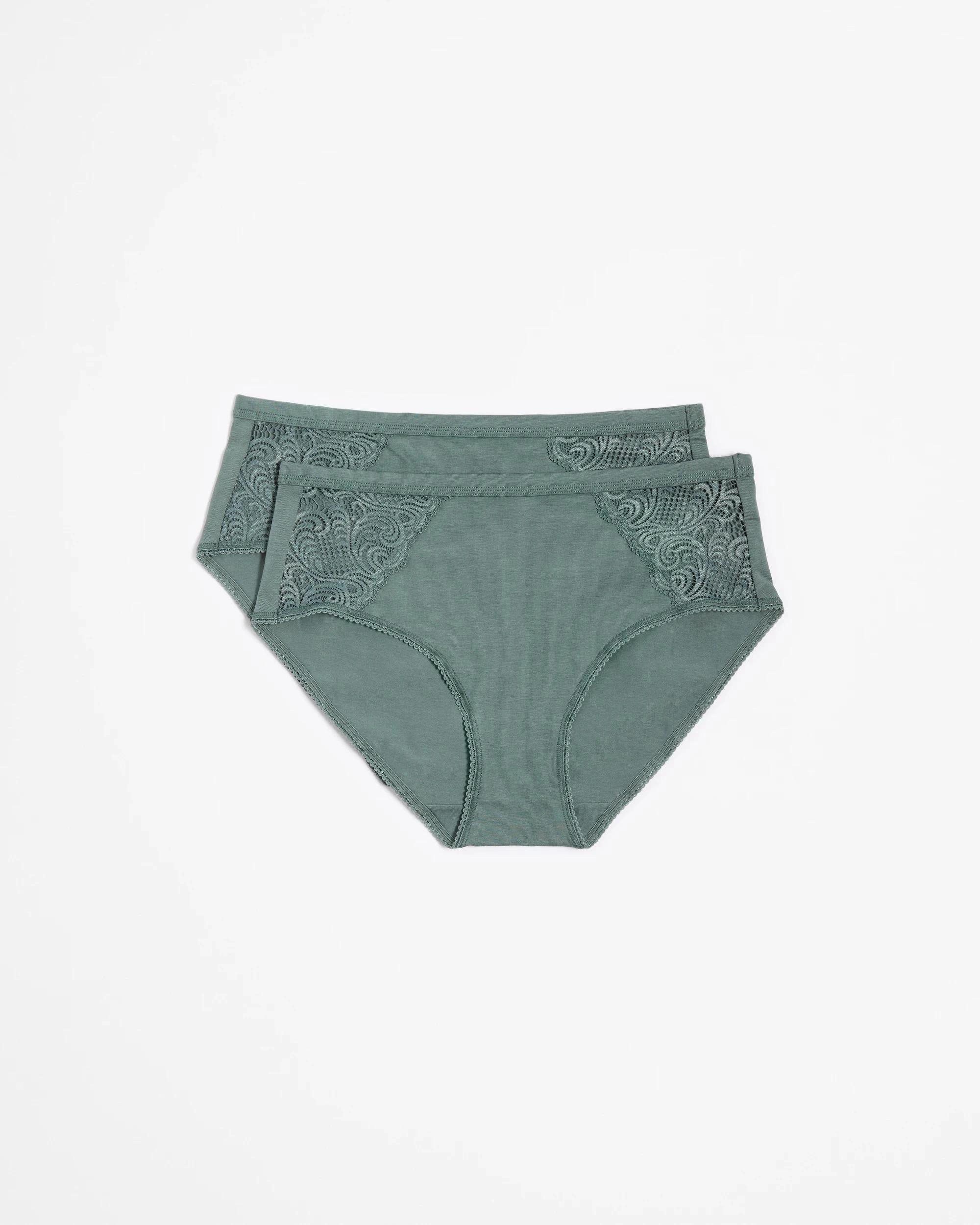 1 Target Woman Australian Cotton and Lace 2 Pack Midi Briefs GREEN, 1 of 4