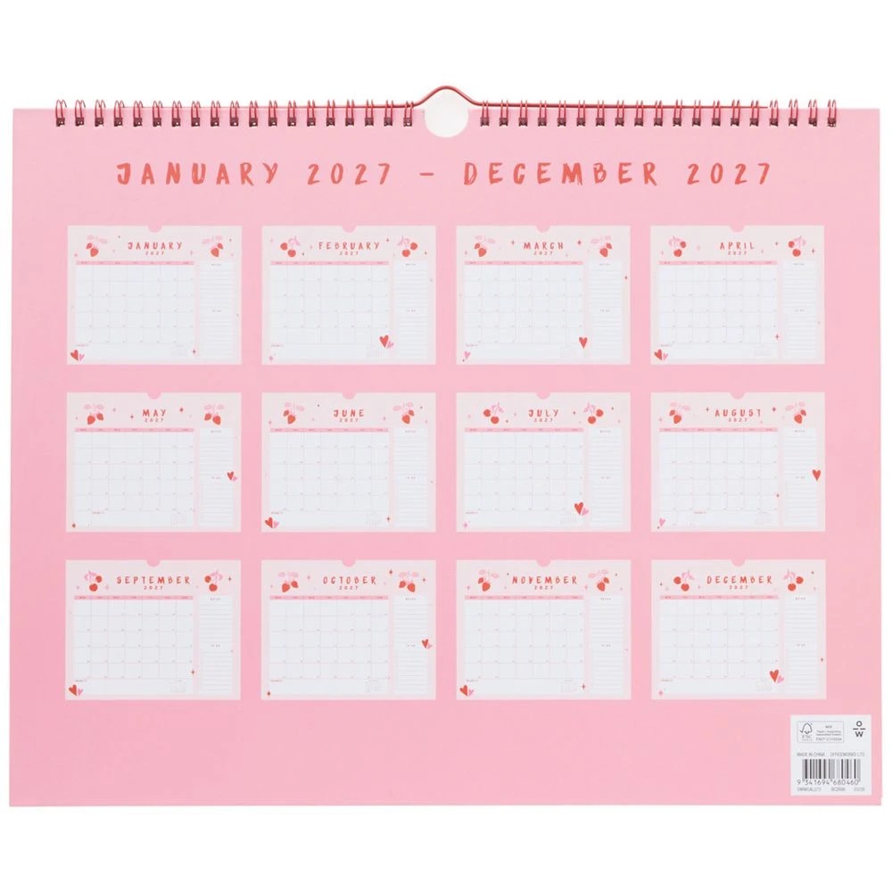 3 Officeworks 2027 Wall Calendar Strawberry, 3 of 3